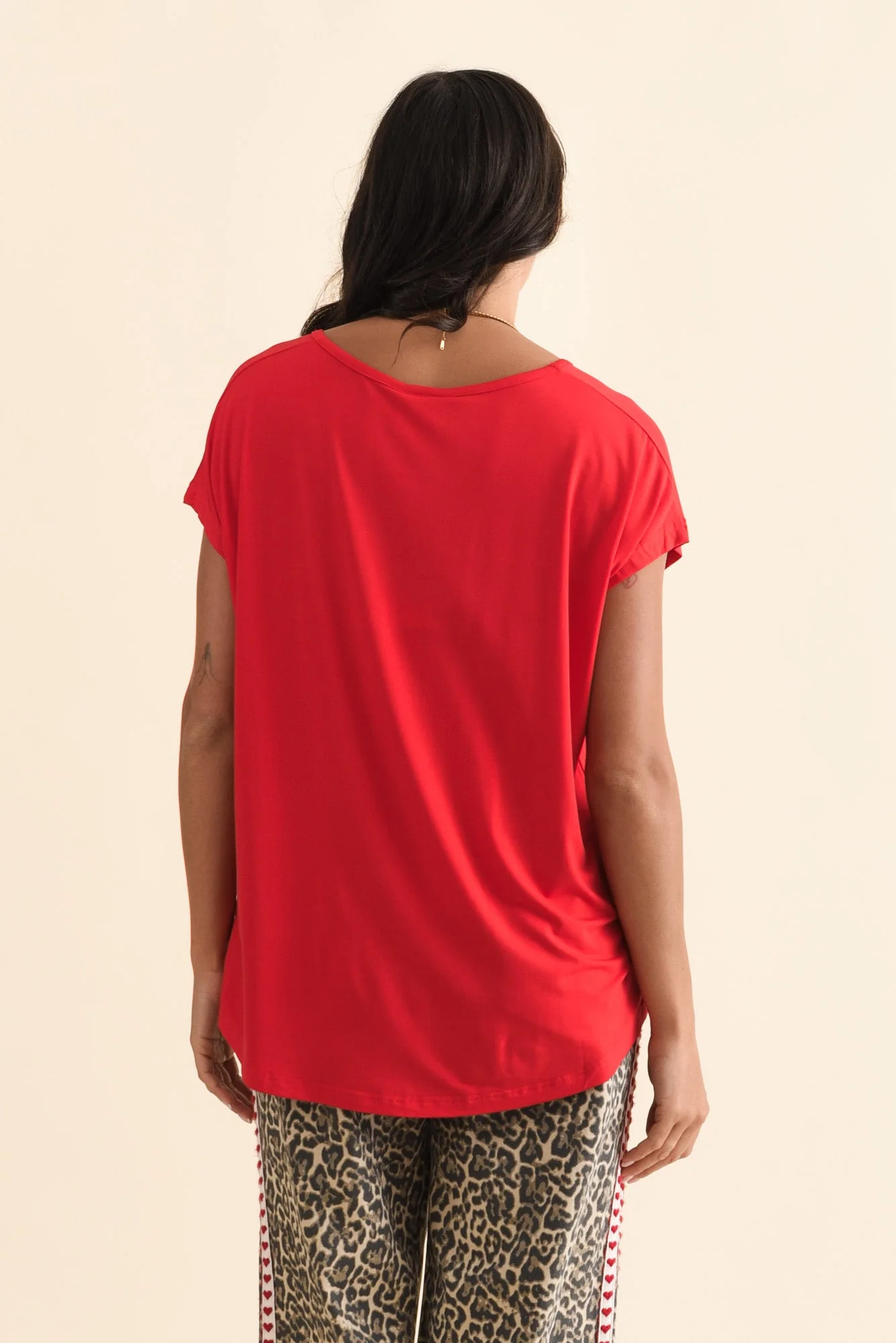 Jenner Red V Neck Tee - Image 4