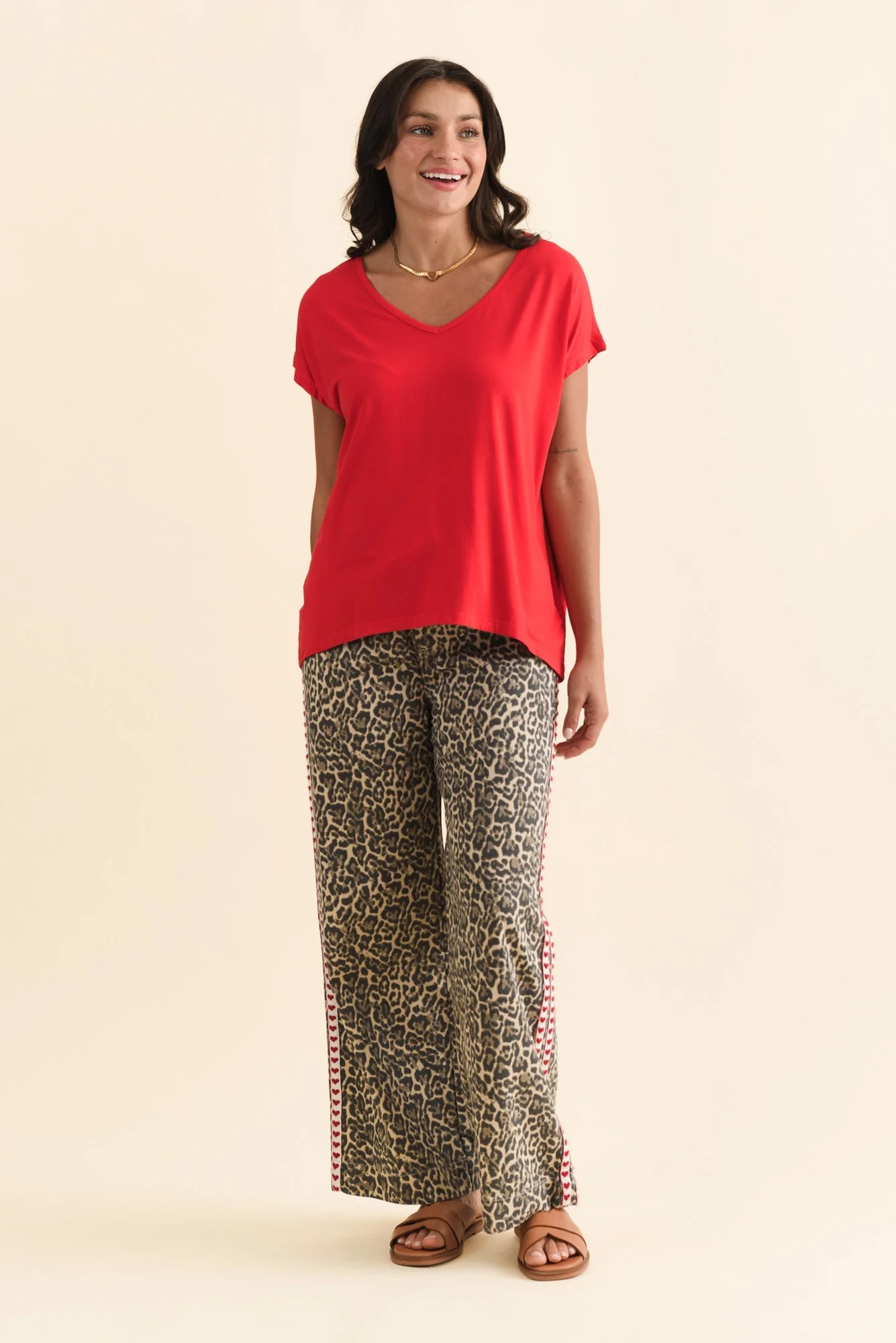 Jenner Red V Neck Tee - Image 6