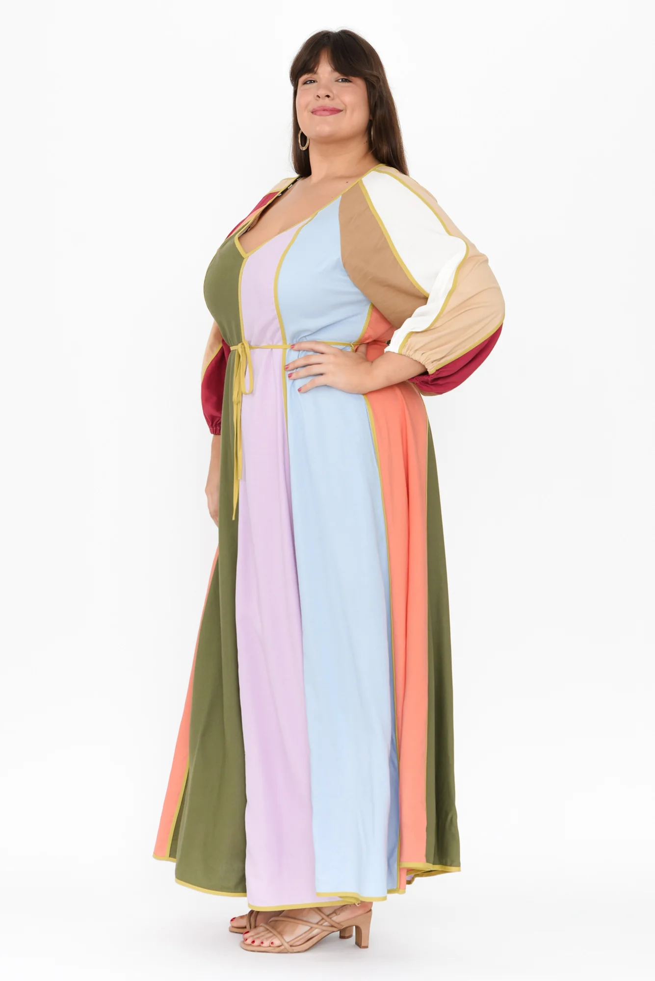 Jewel Multi Stripe Linen Blend Dress - Image 7