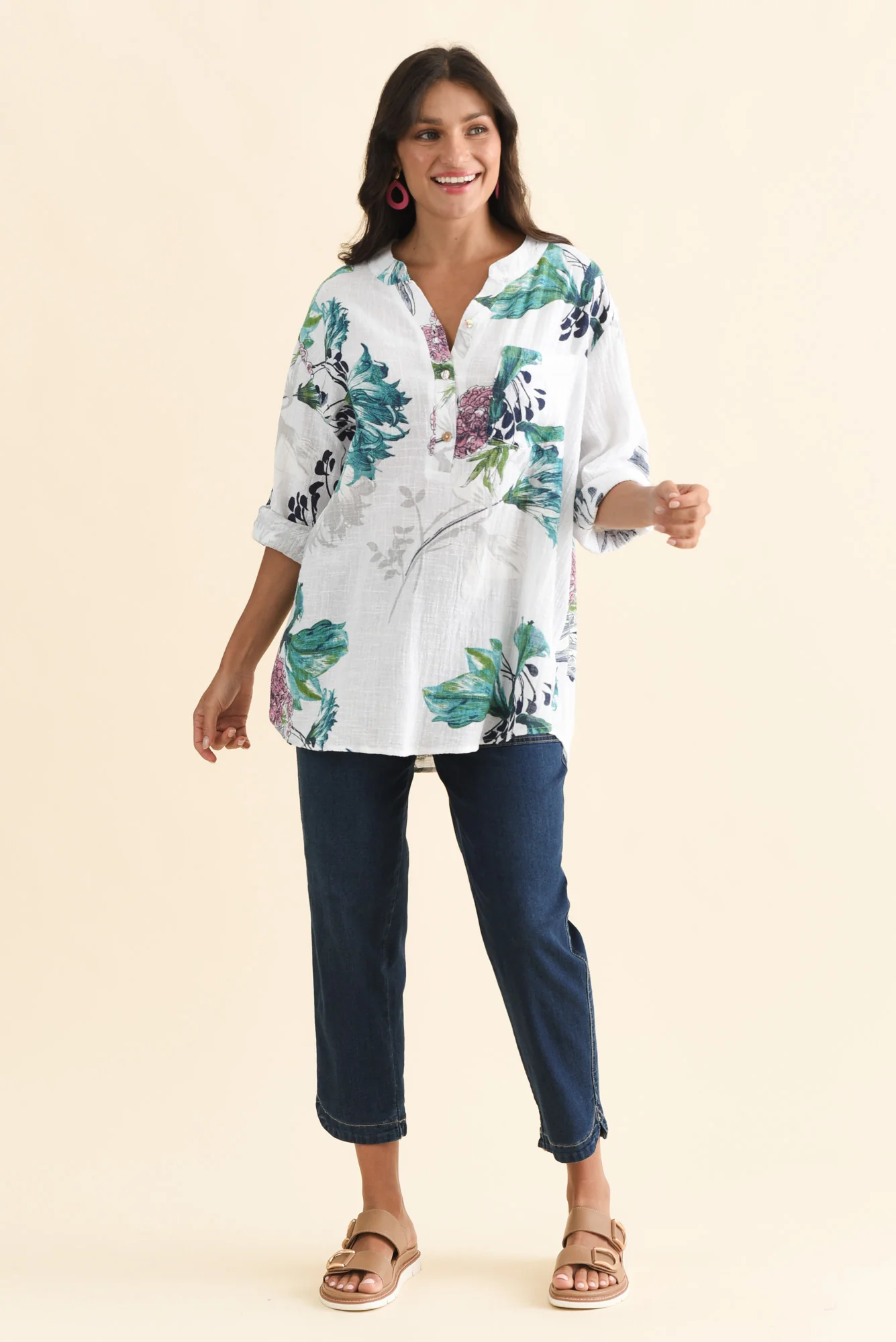 Juliet White Floral Cotton Linen Top - Image 6
