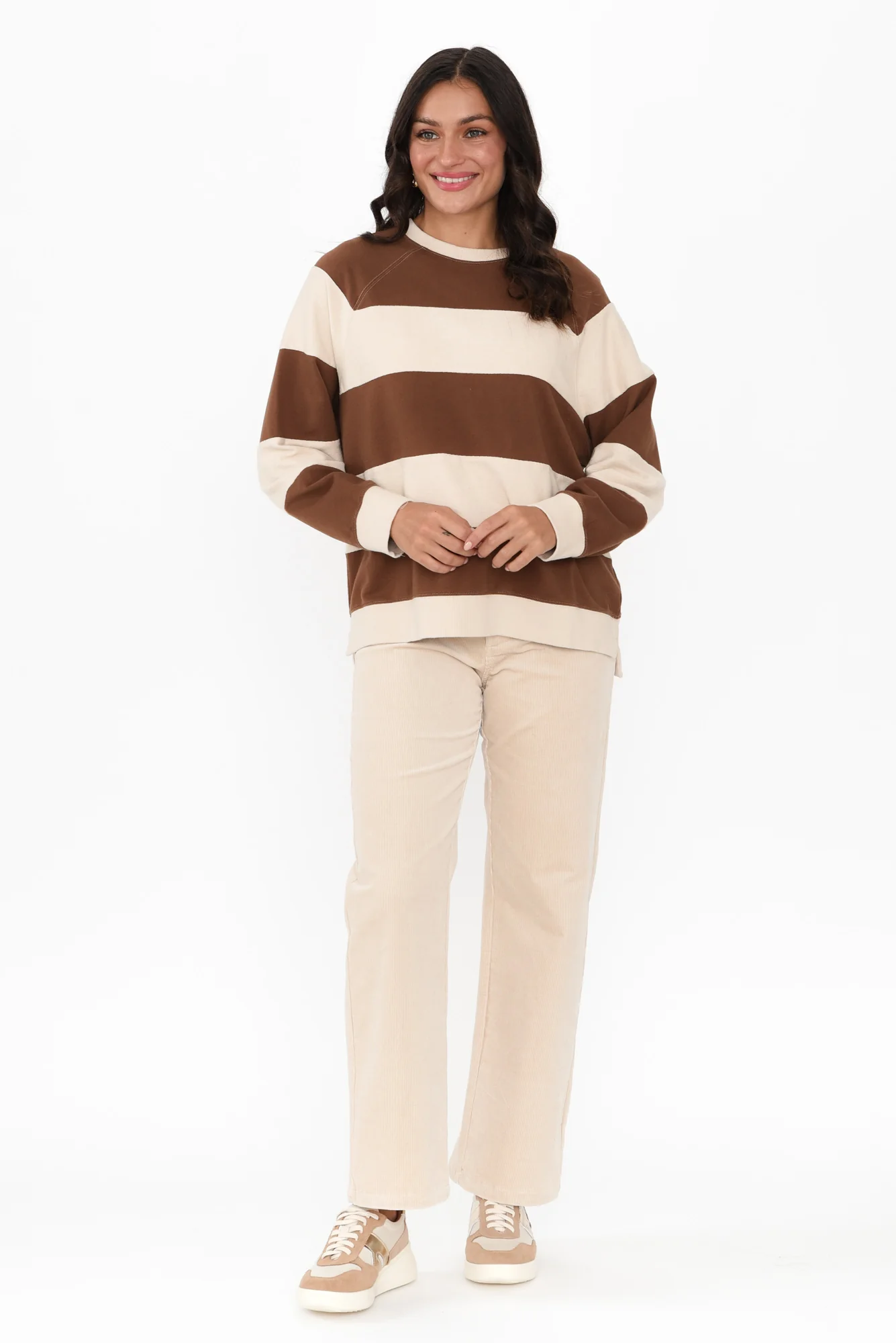 Katrin Mocha Stripe Cotton Crewneck Sweatshirt - Image 7