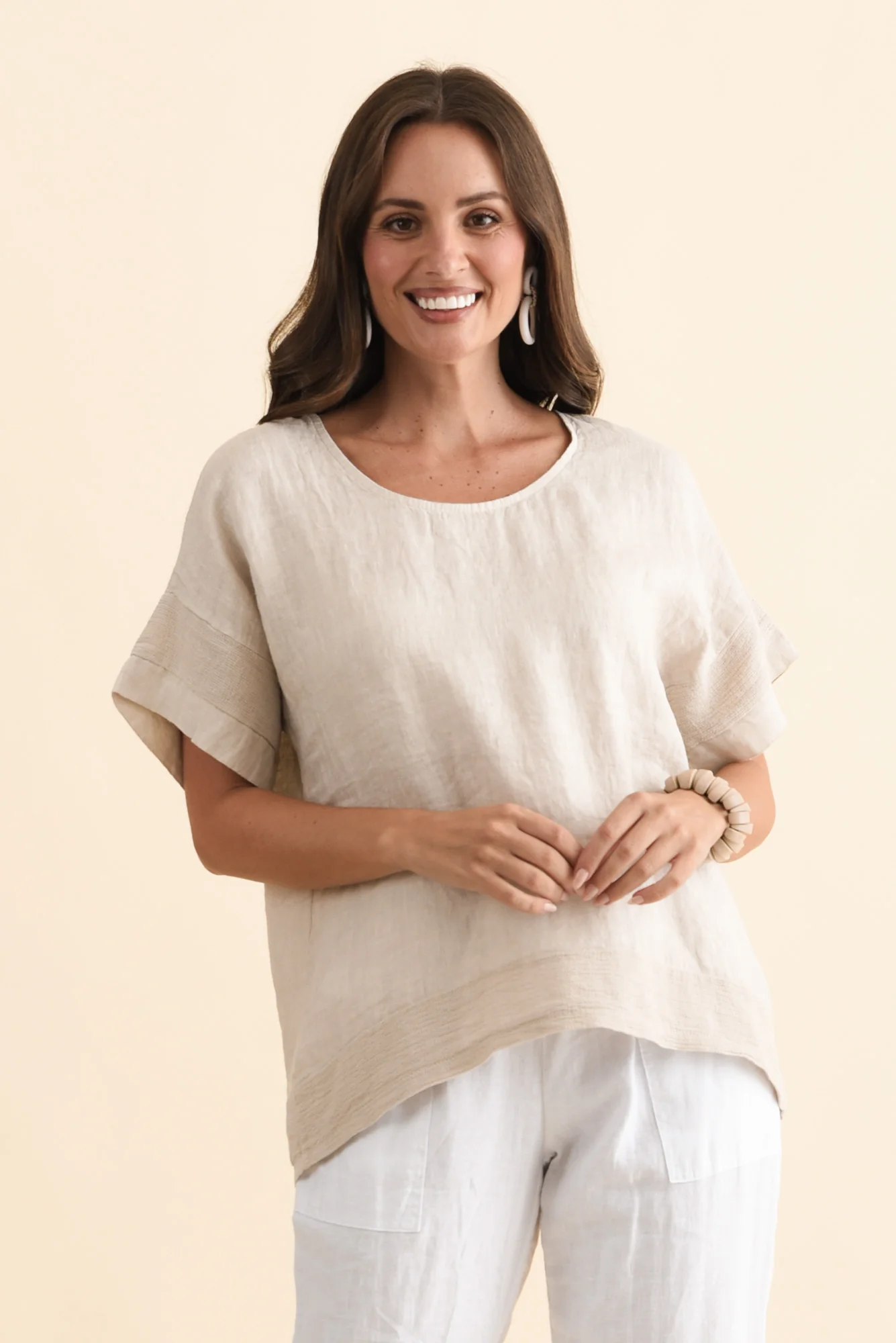 Kaya Beige Linen Top
