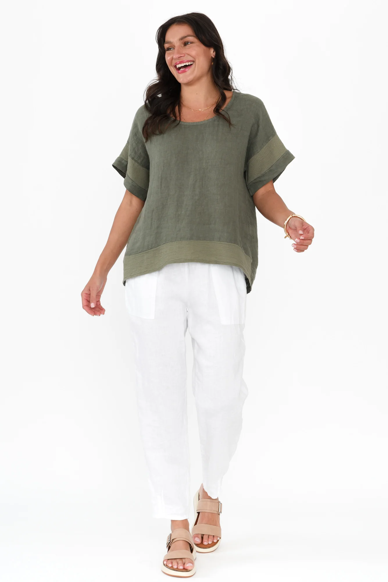 Kaya Khaki Linen Top - Image 2