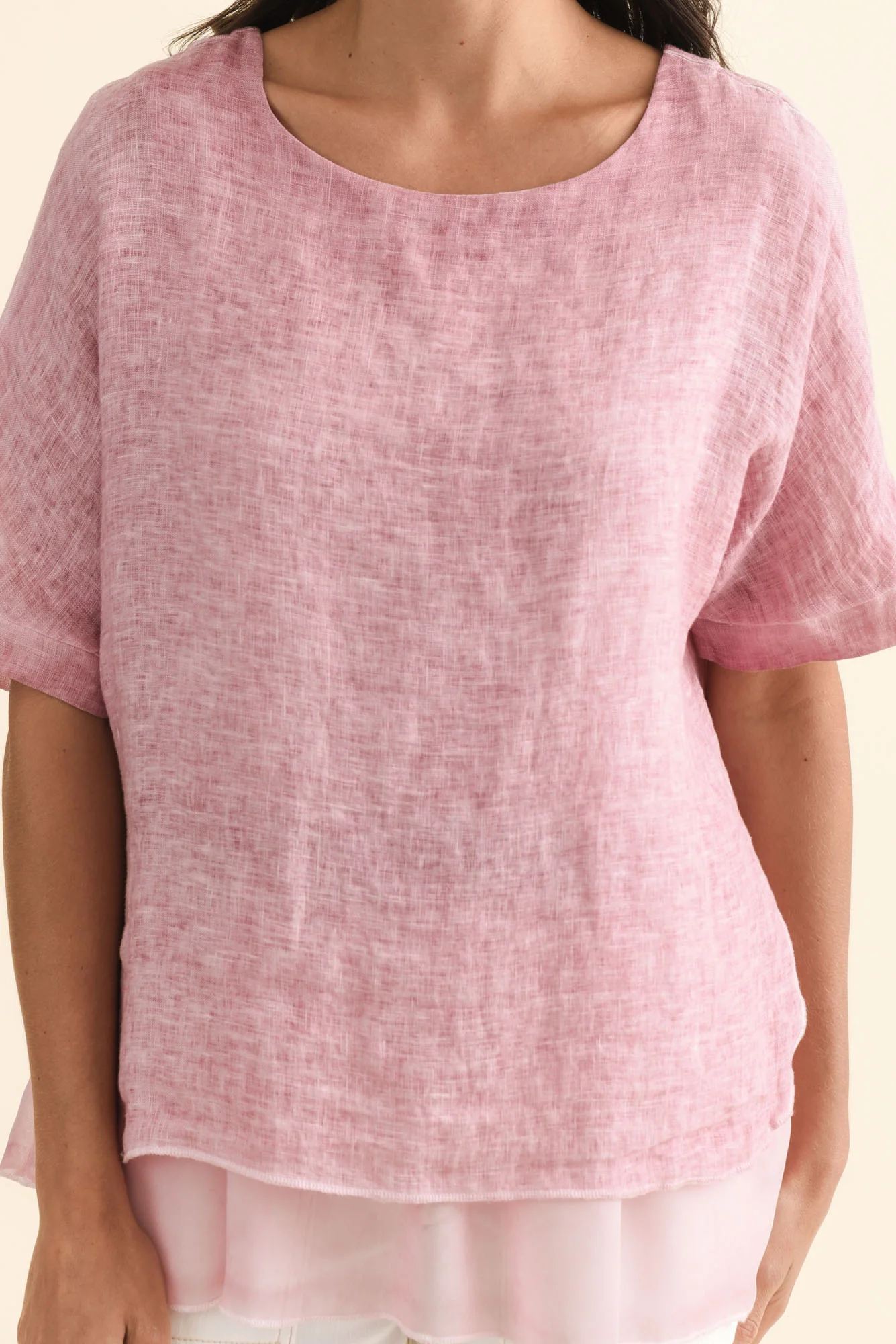 Kayla Pink Linen Layered Top - Image 5