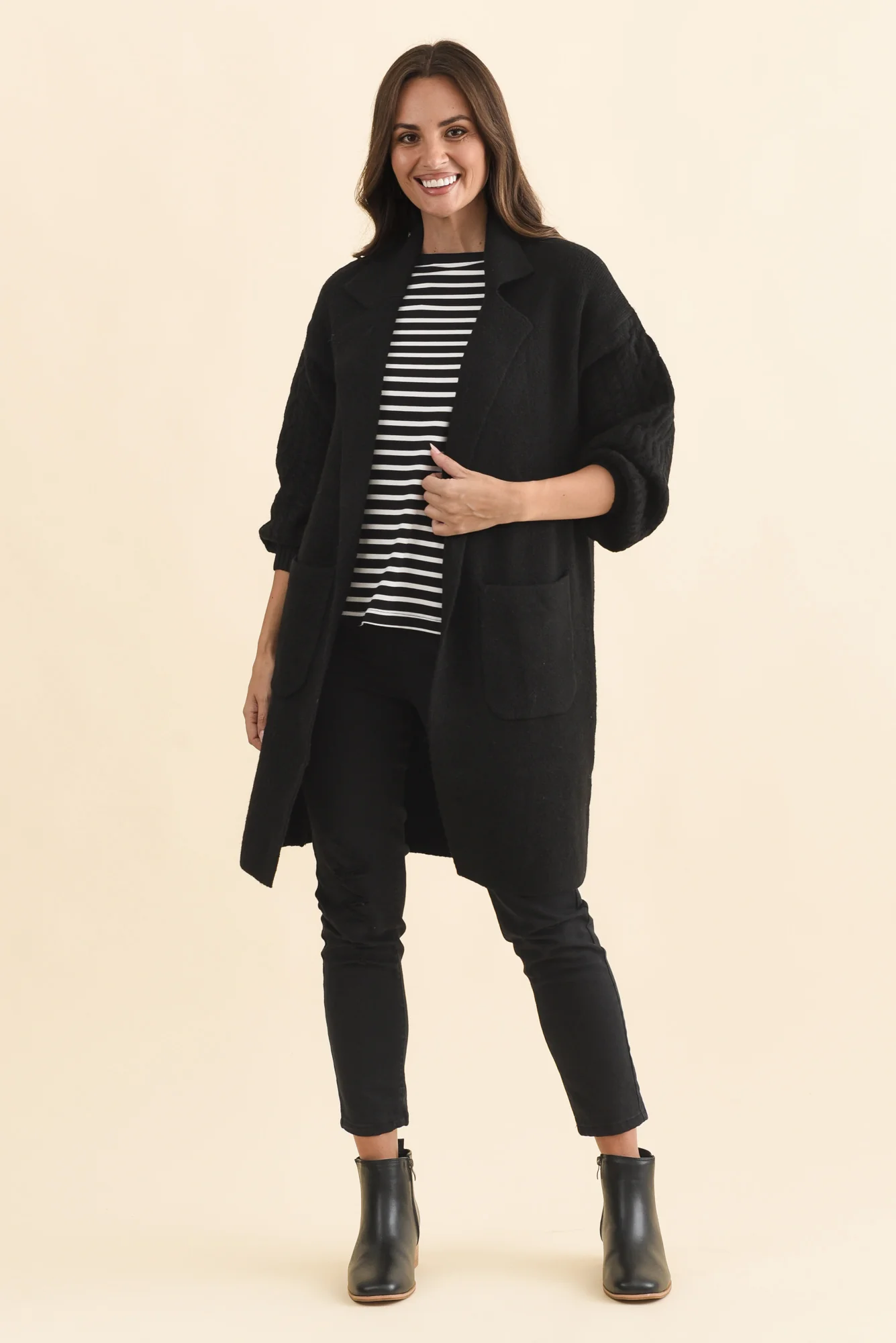 Kayleigh Black Knit Coatigan - Image 6