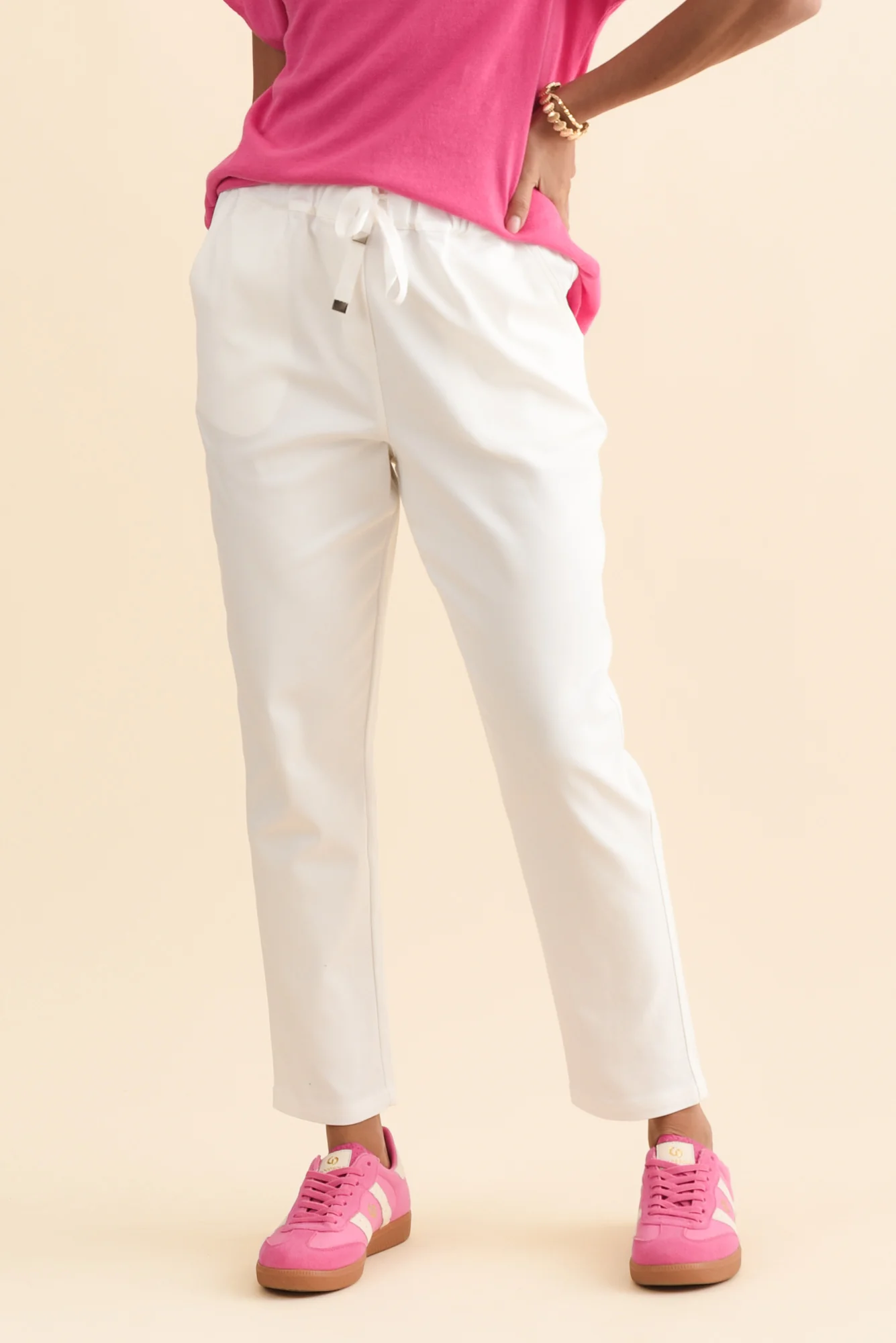 Kenzie White Drawstring Pants