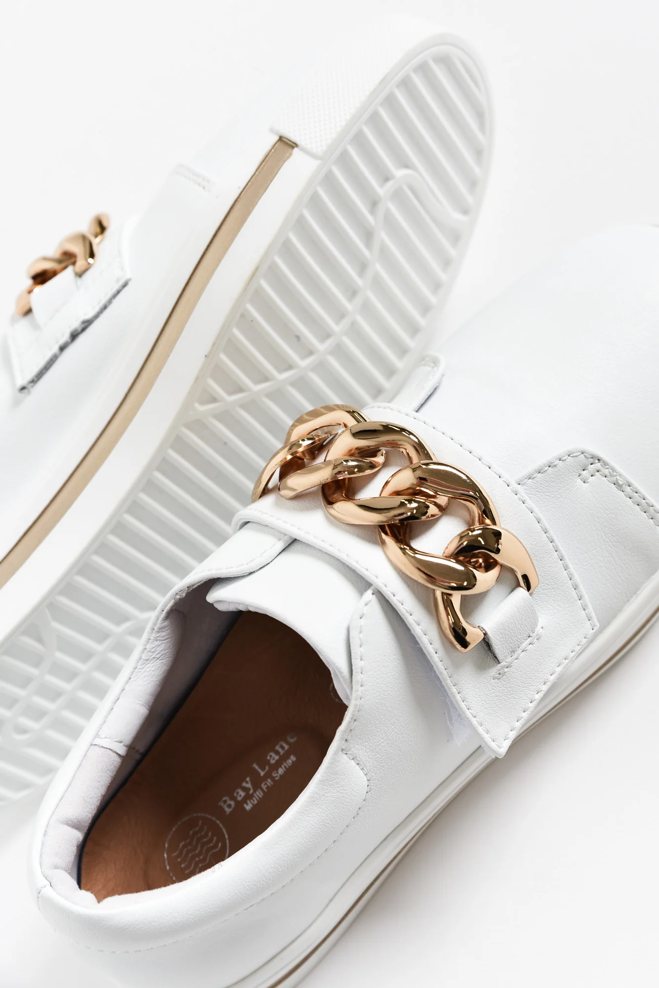 Koolah White Leather Chain Sneaker - Image 3