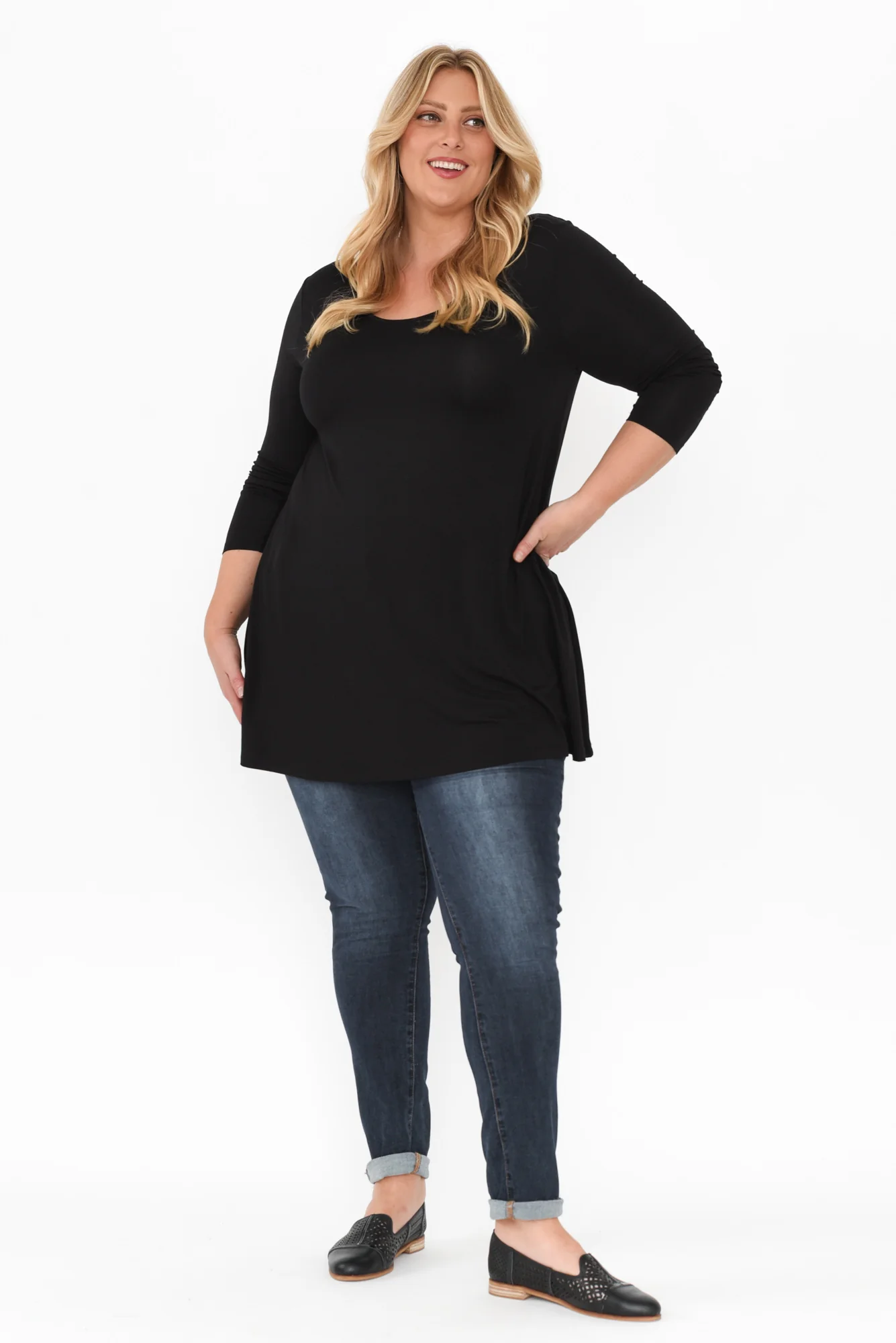 Leanne Black Bamboo Tunic Top - Image 9
