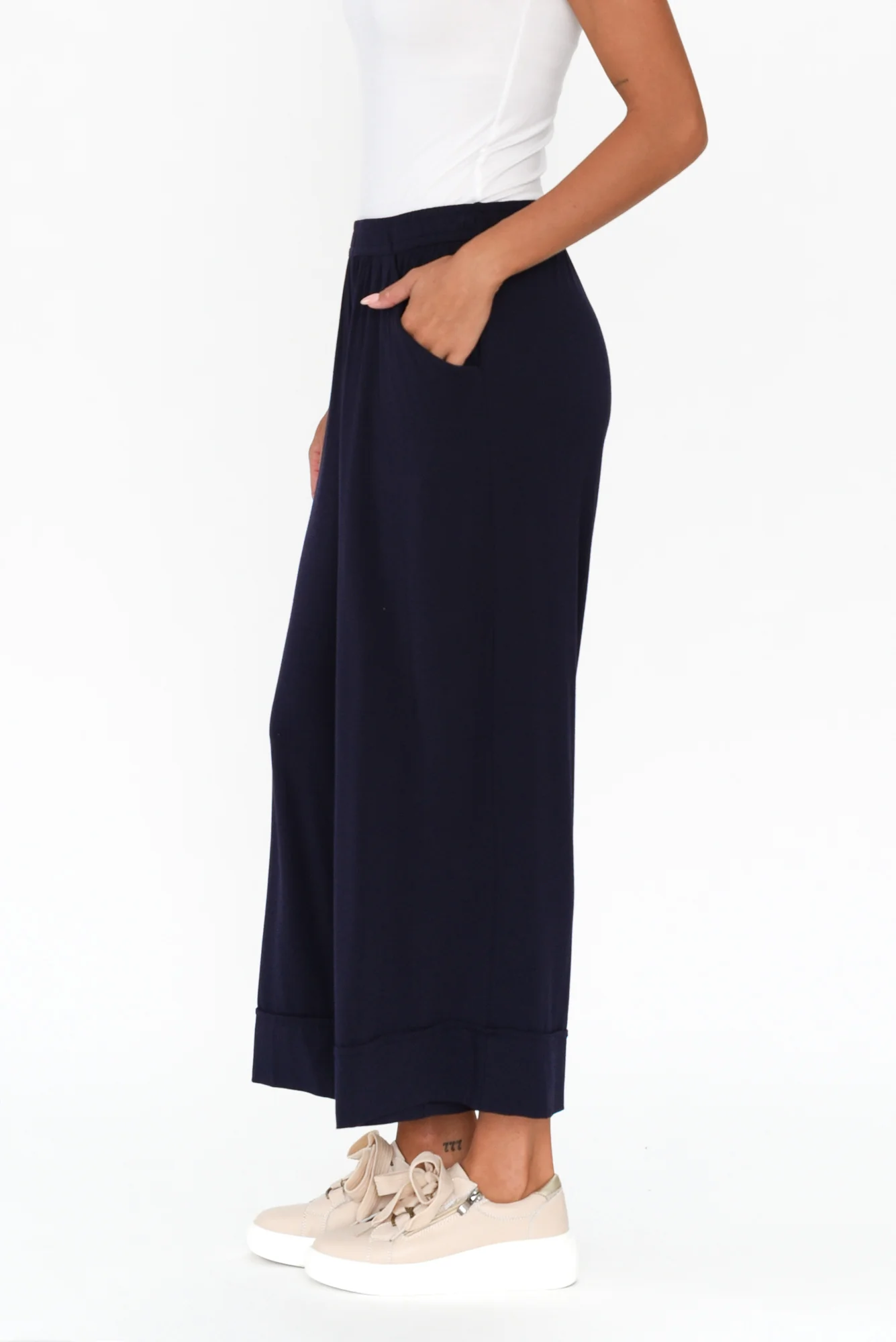 Lena Navy Micro Modal Resort Pants - Image 5