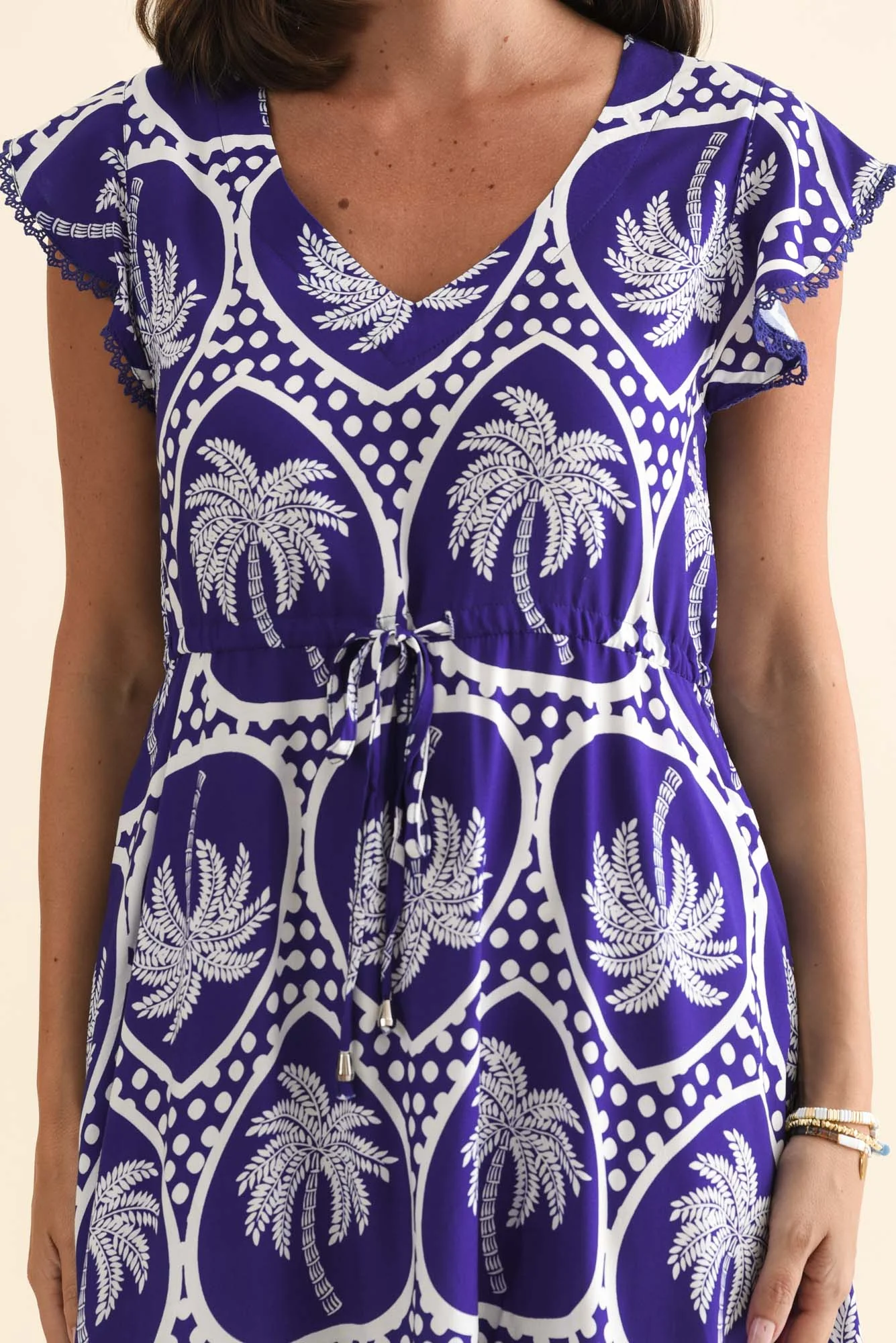 Libby Blue Palm Midi Dress - Image 5