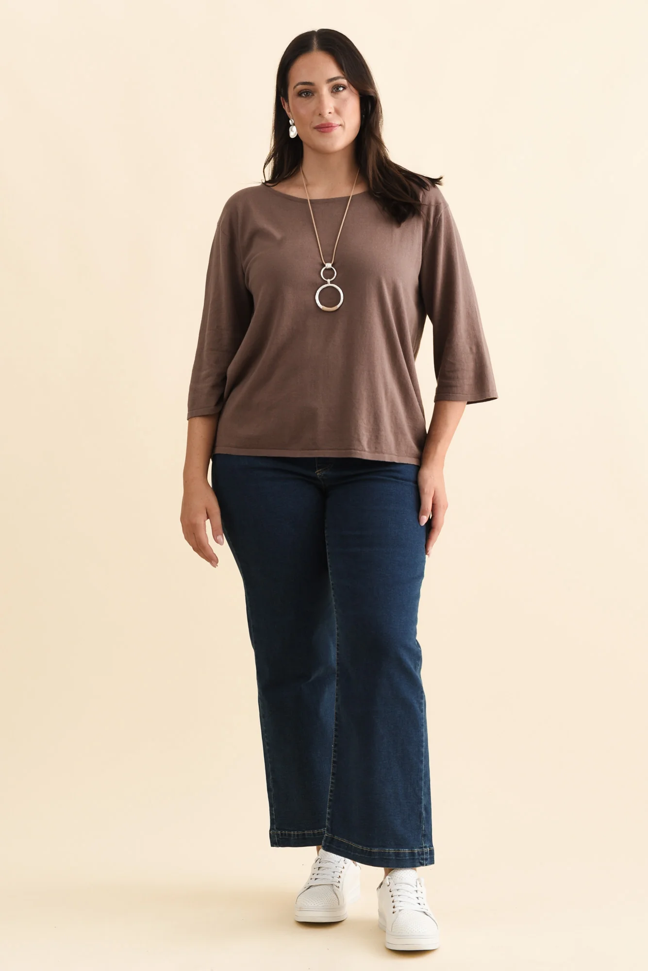 Liberty Chocolate Cotton 3/4 Sleeve Top - Image 8