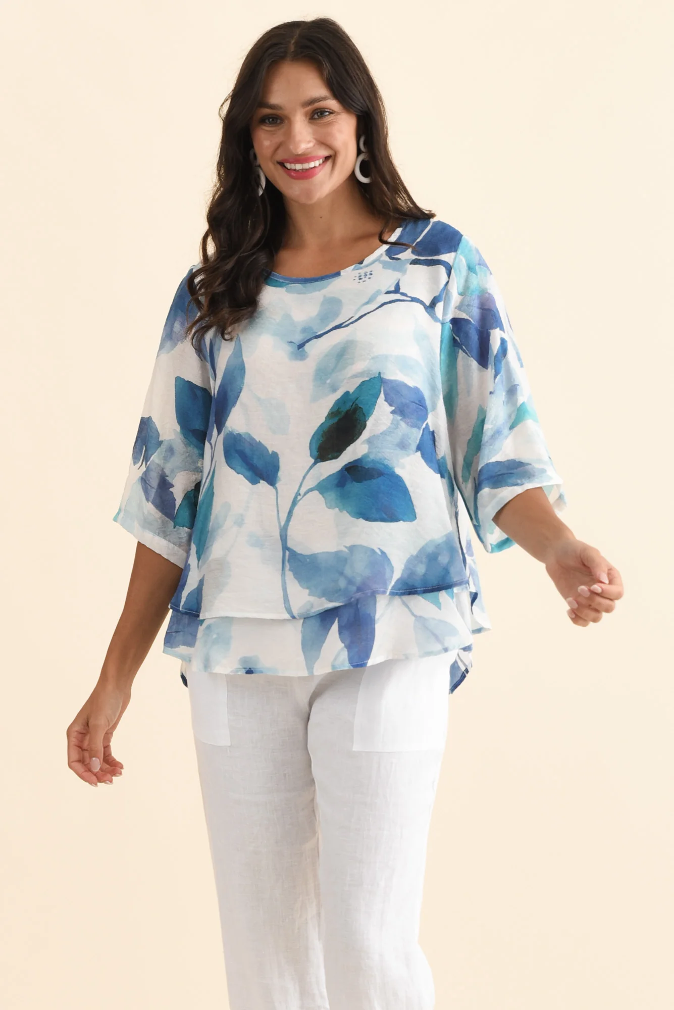 Liora Blue Bloom Layered Top