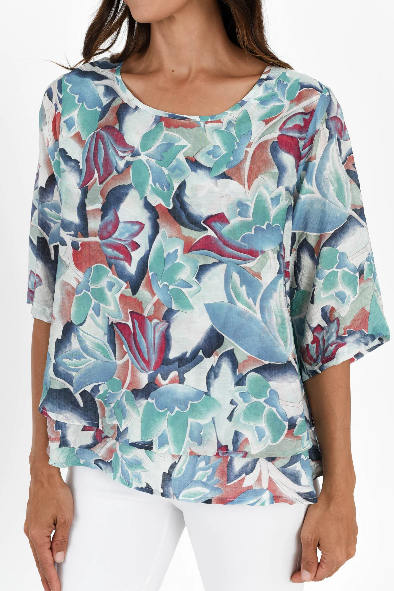 Liora Blue Floral Layered Top - Image 5