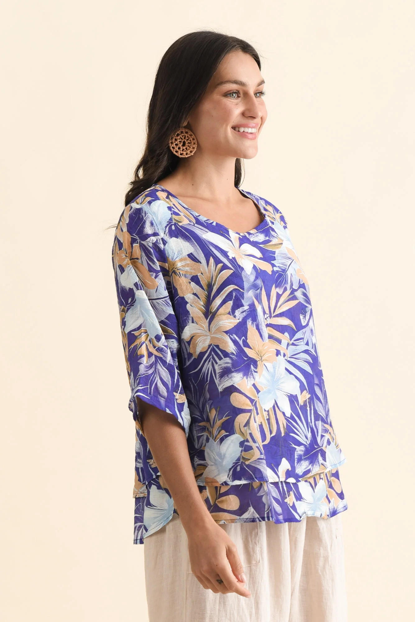 Liora Cobalt Floral Layered Top - Image 3