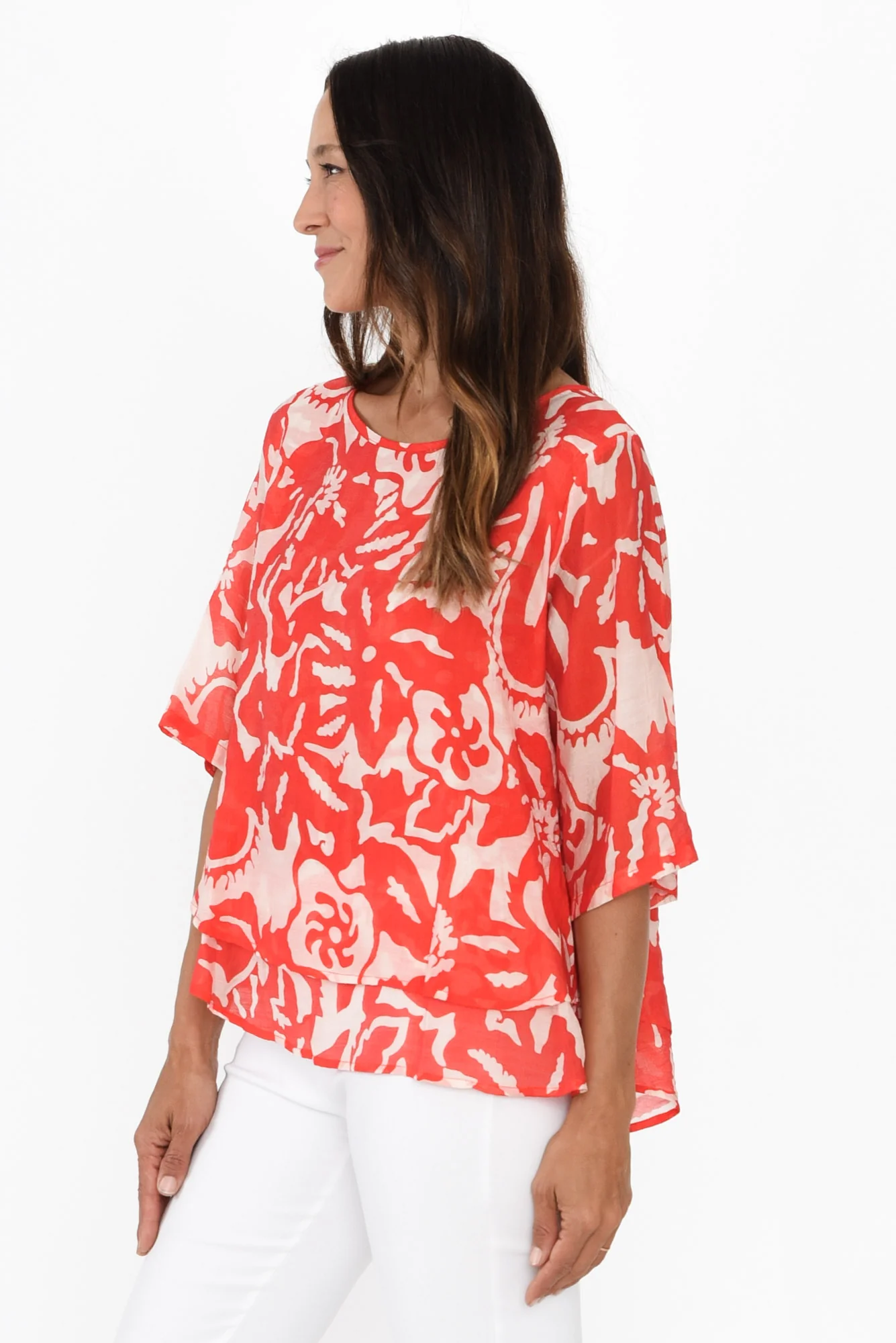 Liora Red Tropical Layered Top - Image 3