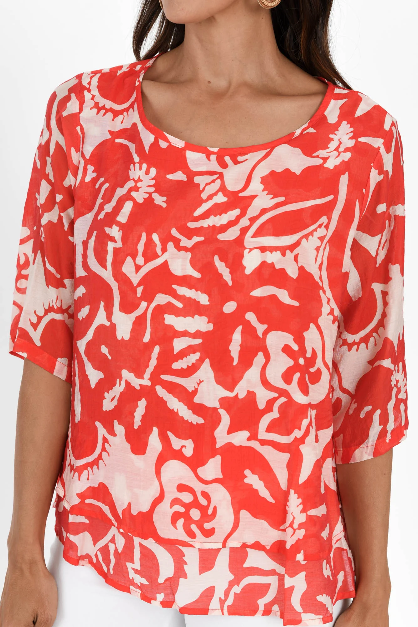 Liora Red Tropical Layered Top - Image 5