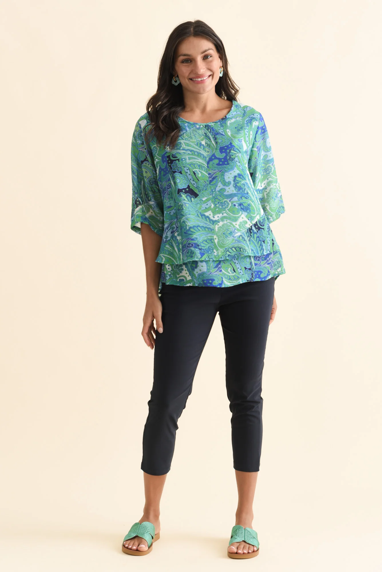 Liora Teal Floral Layered Top - Image 2
