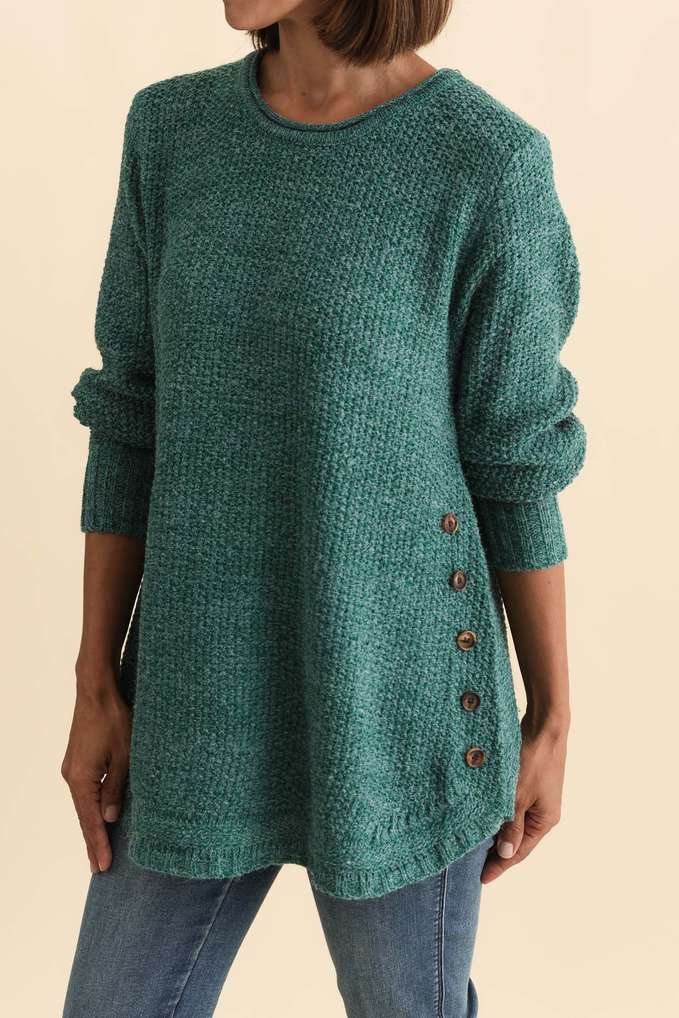 Lucas Teal Knit Button Jumper - Image 5