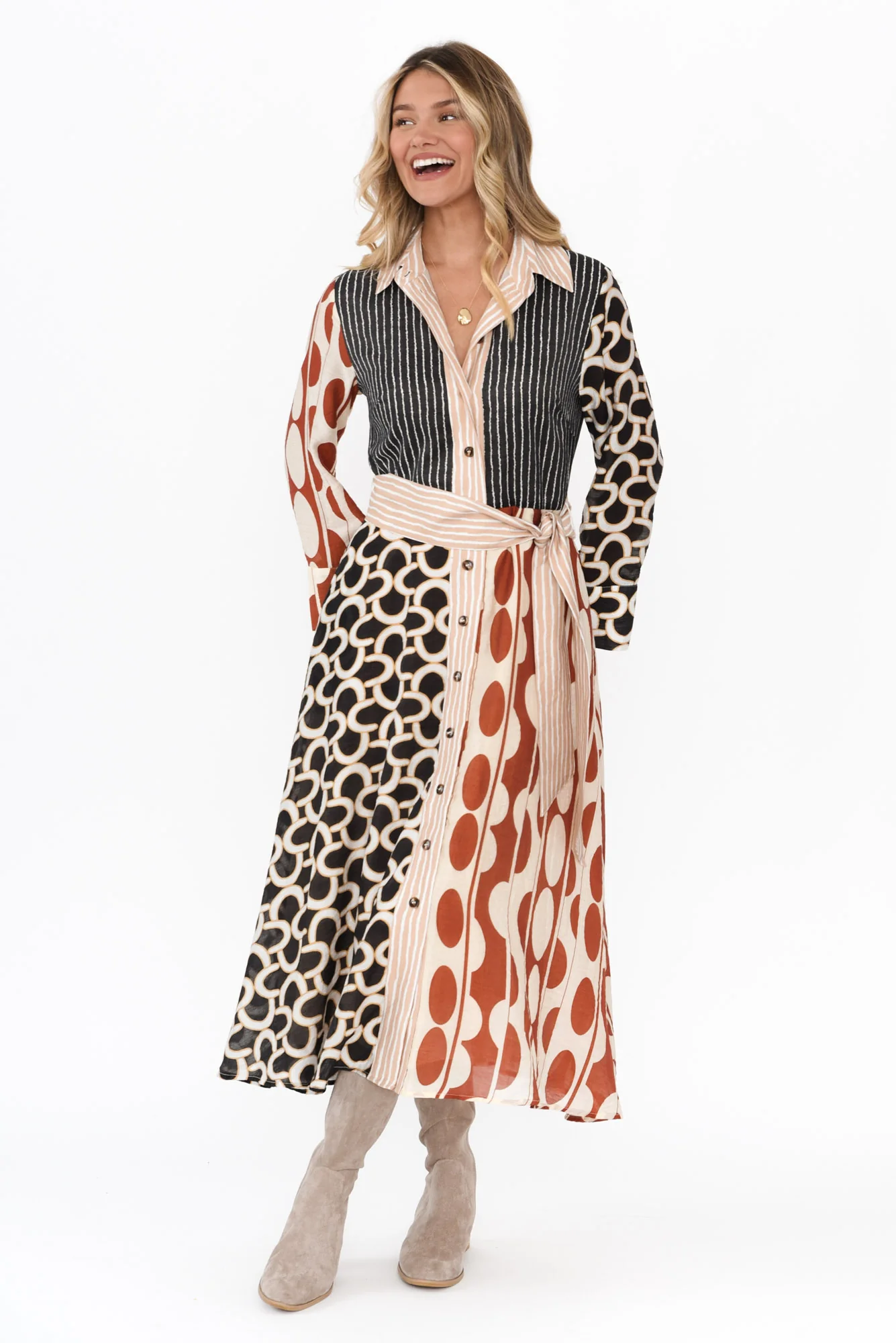 Lucie Blush Geo Collared Dress - Image 2