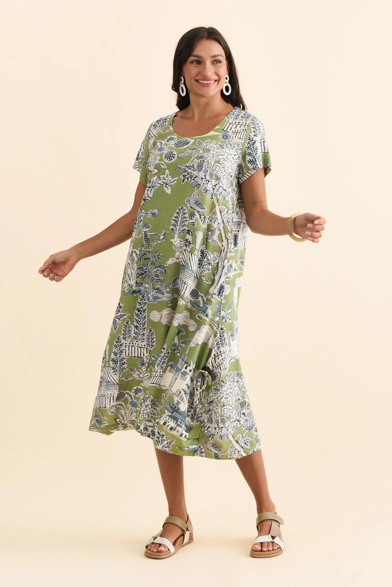 Lula Green Garden Linen Cotton Dress - Image 7