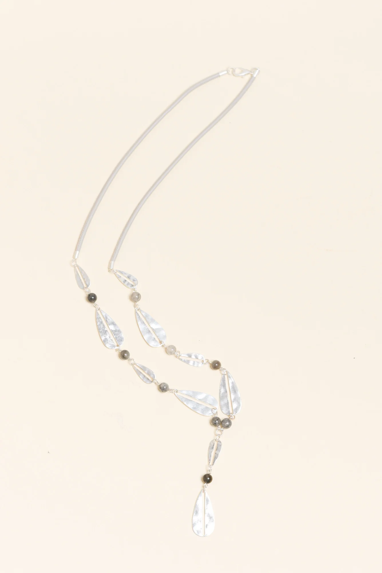 Maddison Silver Teardrop Beaded Necklace