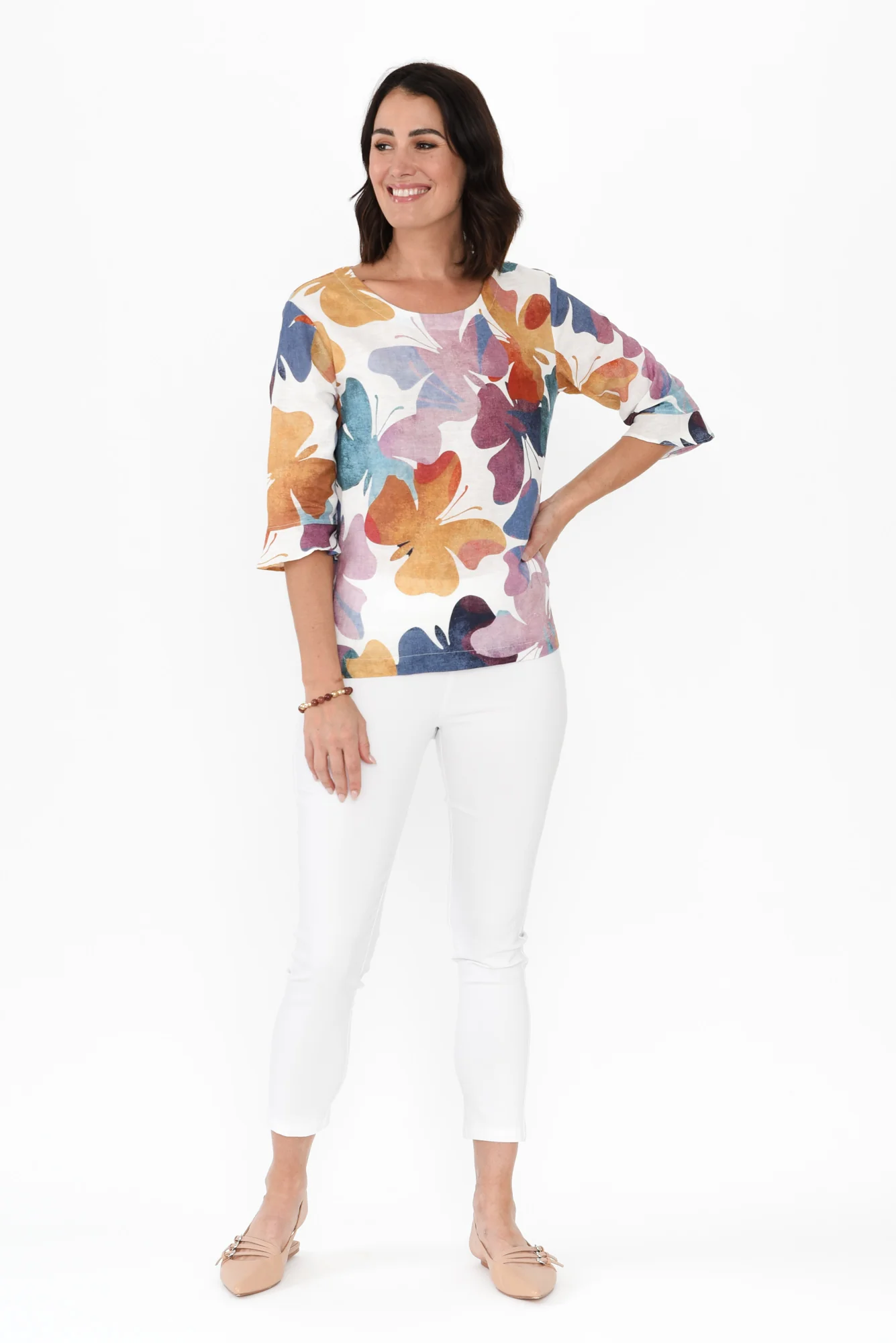 Maren Mauve Butterfly Linen Top - Image 2