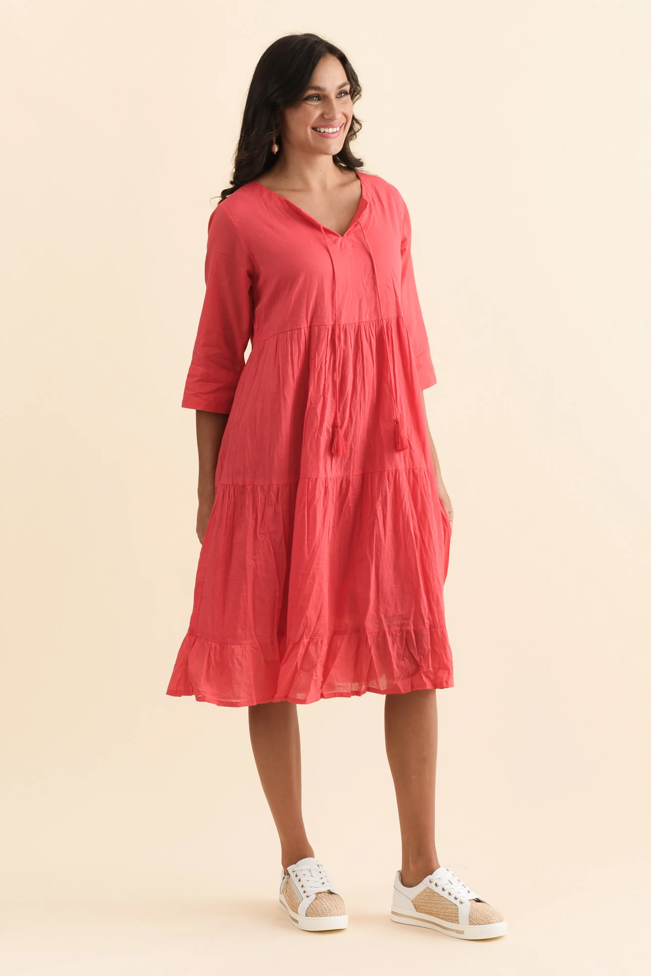 Milana Cherry Crinkle Cotton Dress - Image 4