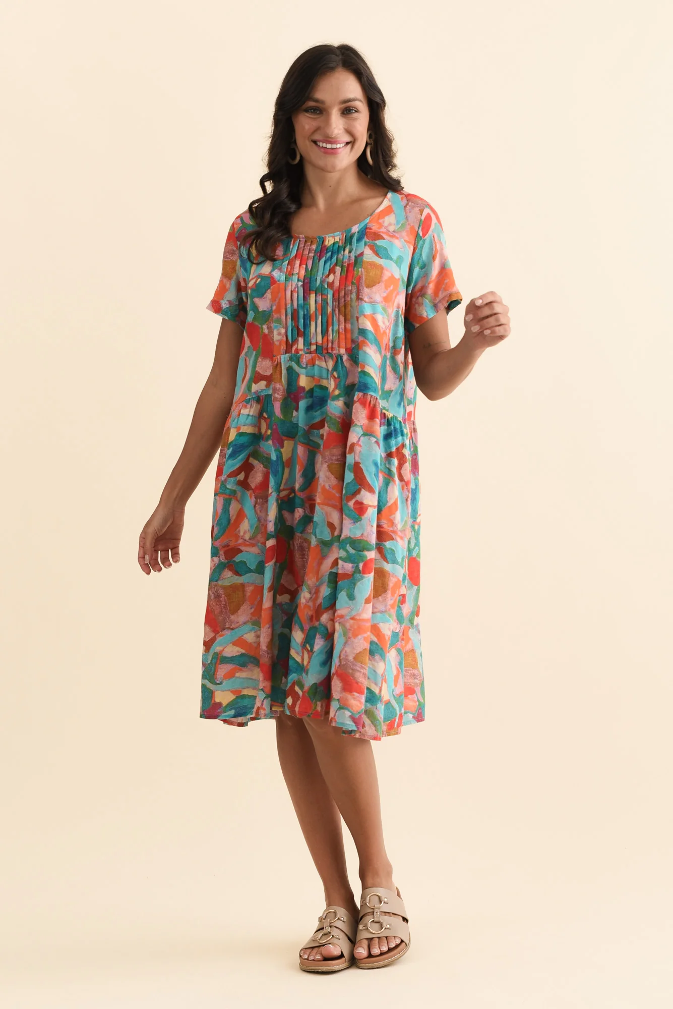 Murano Orange Splash Cotton Dress - Image 2