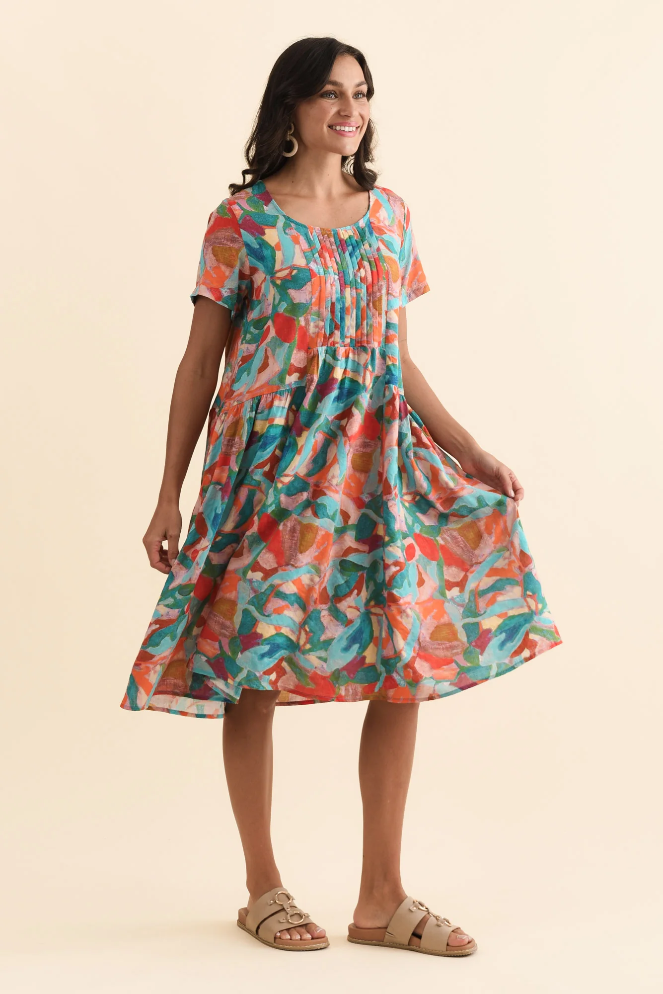 Murano Orange Splash Cotton Dress - Image 3