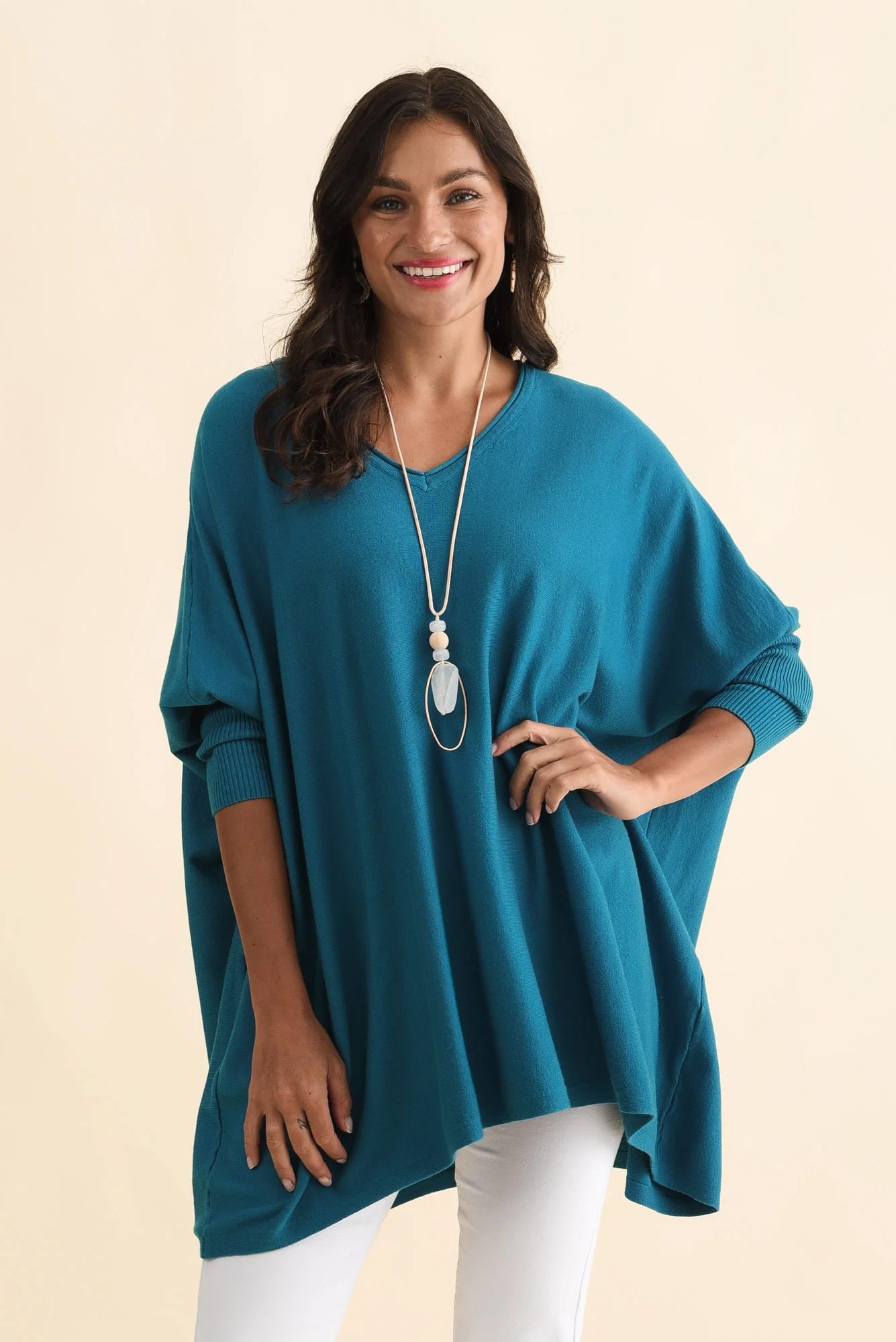 Nastia Teal Wool Blend Jumper - Image 2