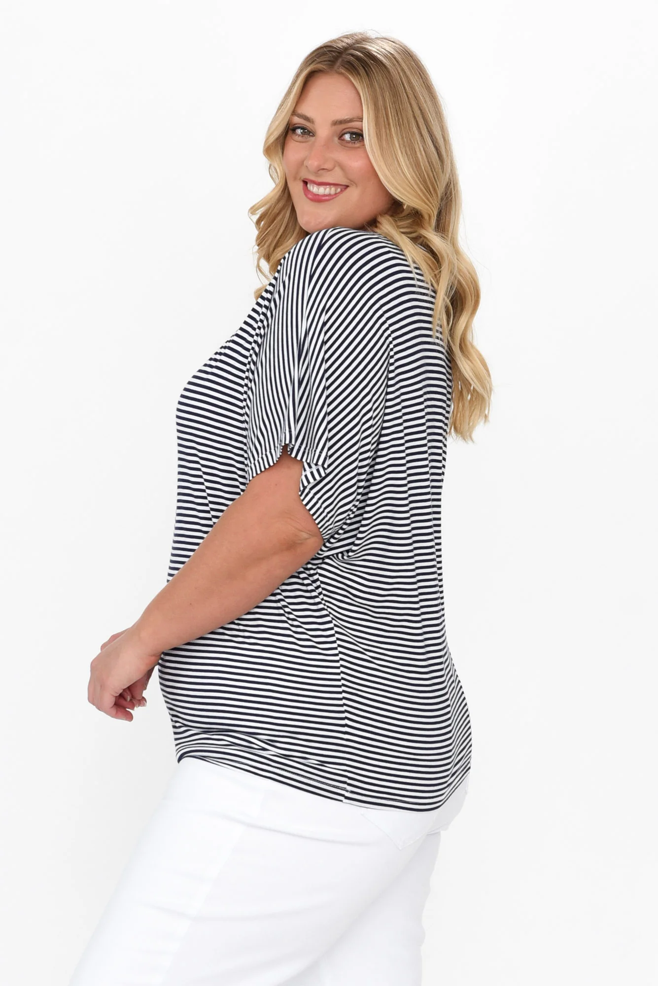 Navy and White Stripe Maui Tee - Image 10