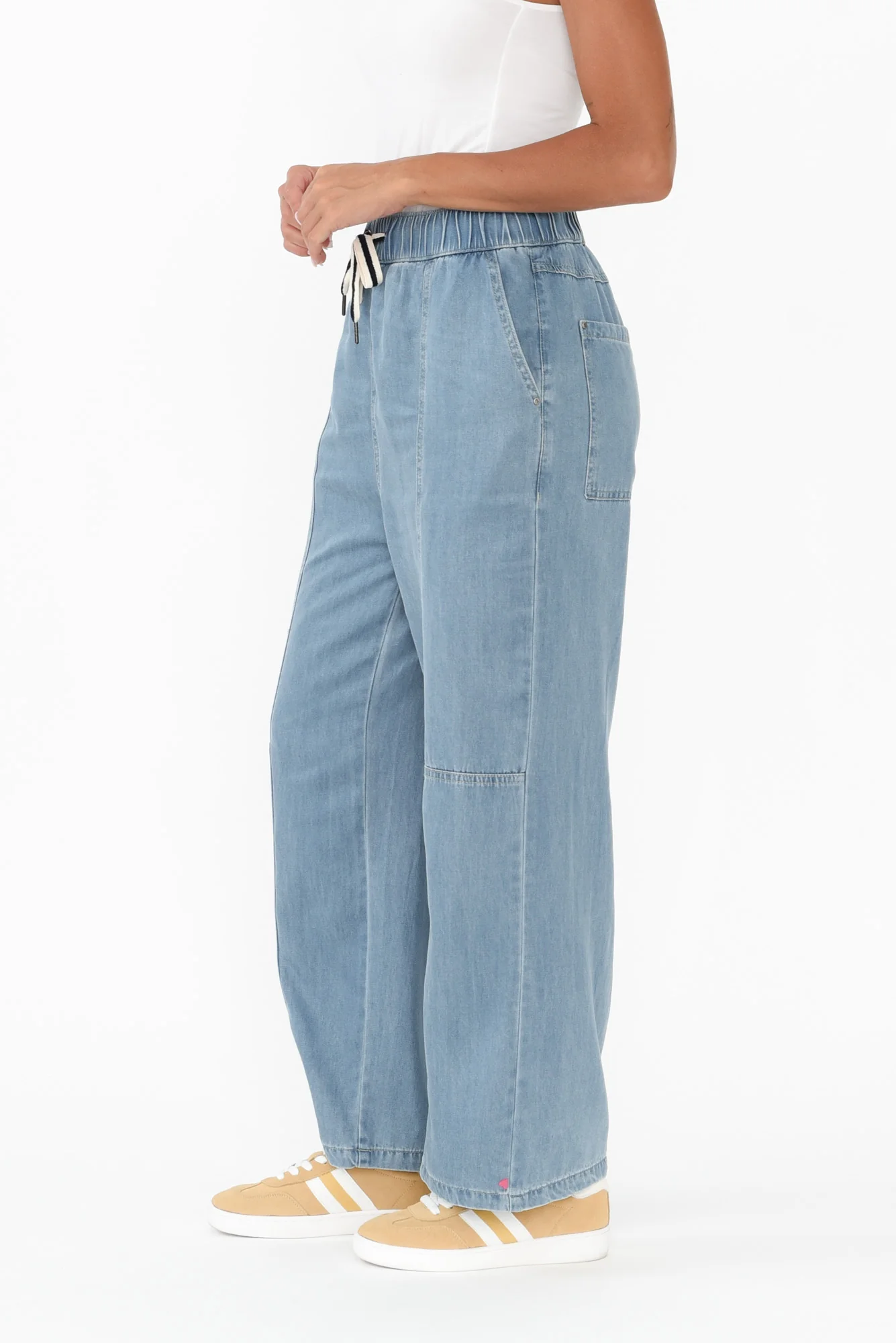 Neve Light Blue Lyocell Drawstring Pants - Image 10
