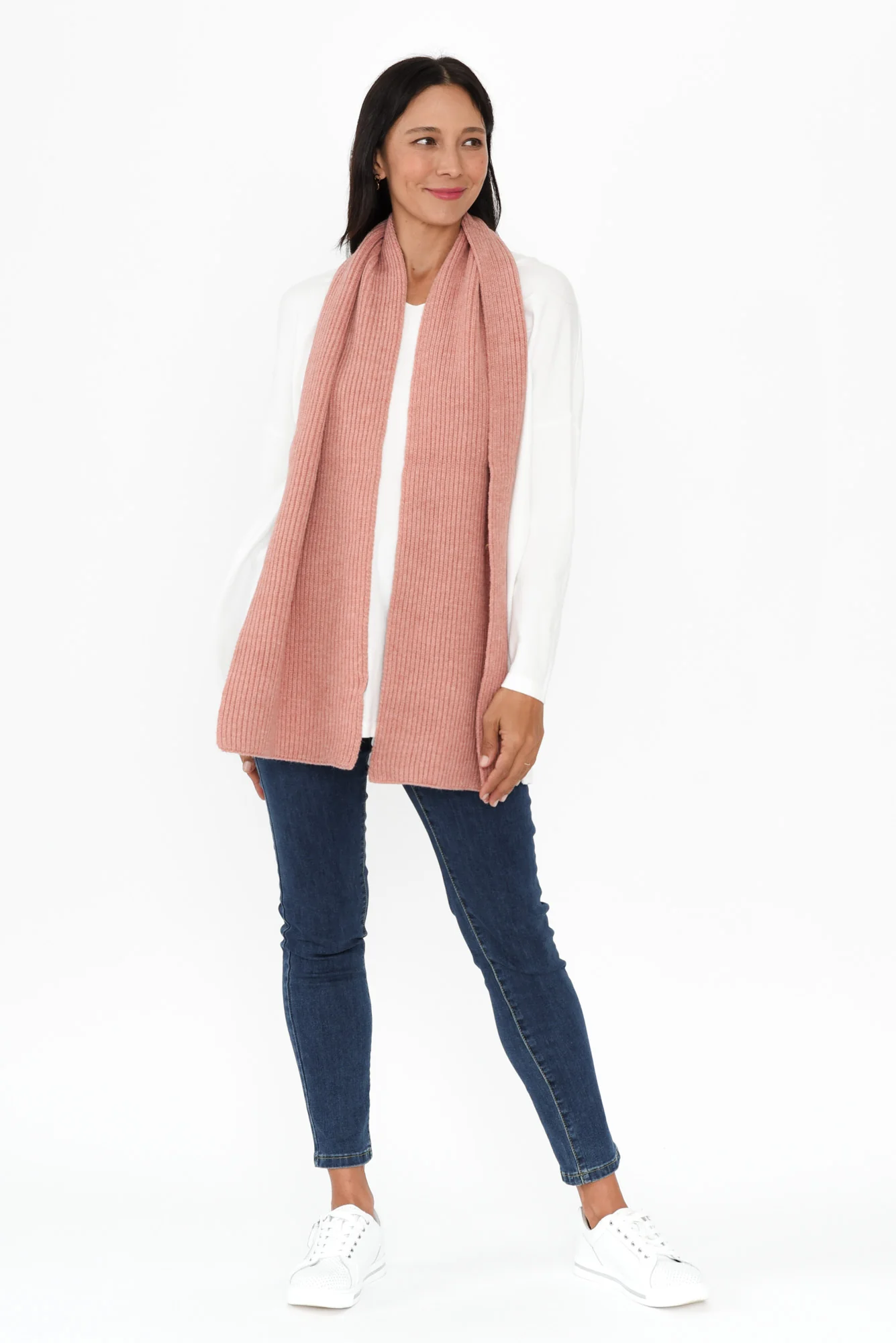Noel Pink Rib Knit Scarf - Image 2