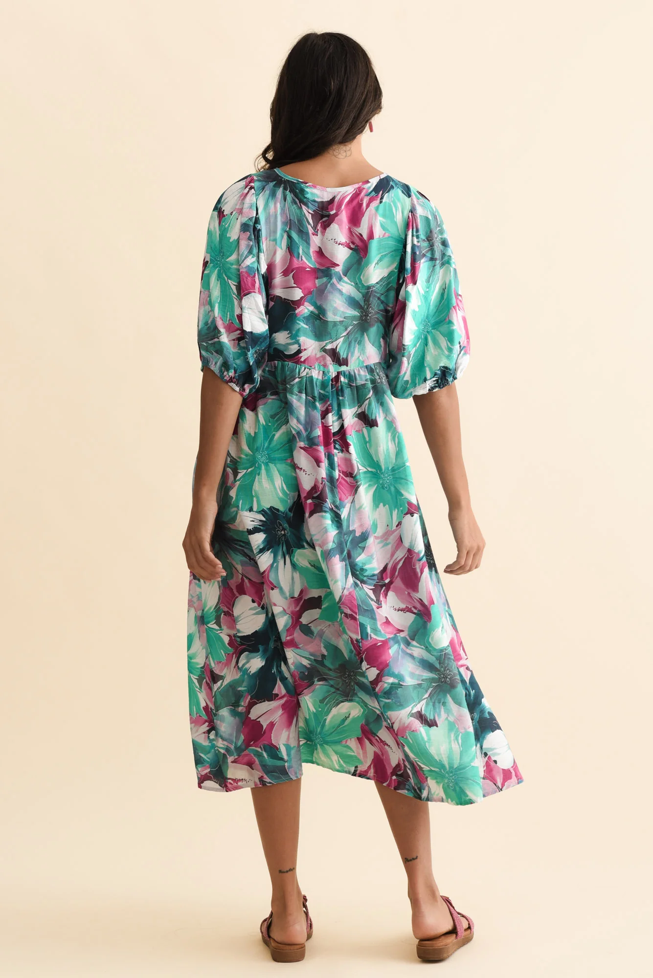 Nolte Teal Flower Pocket Dress - Image 4