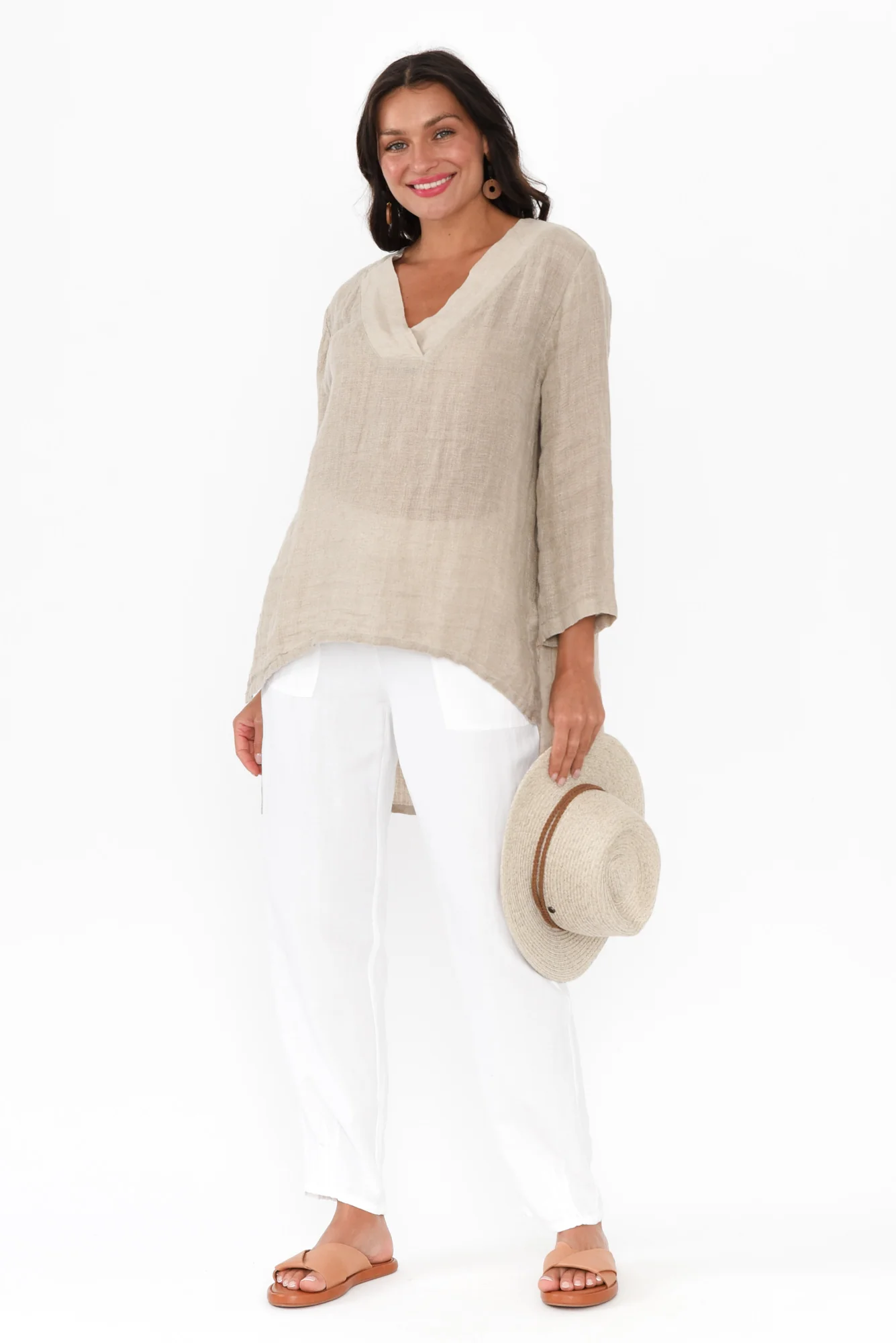 Ofi Natural Linen Tunic Top - Image 3