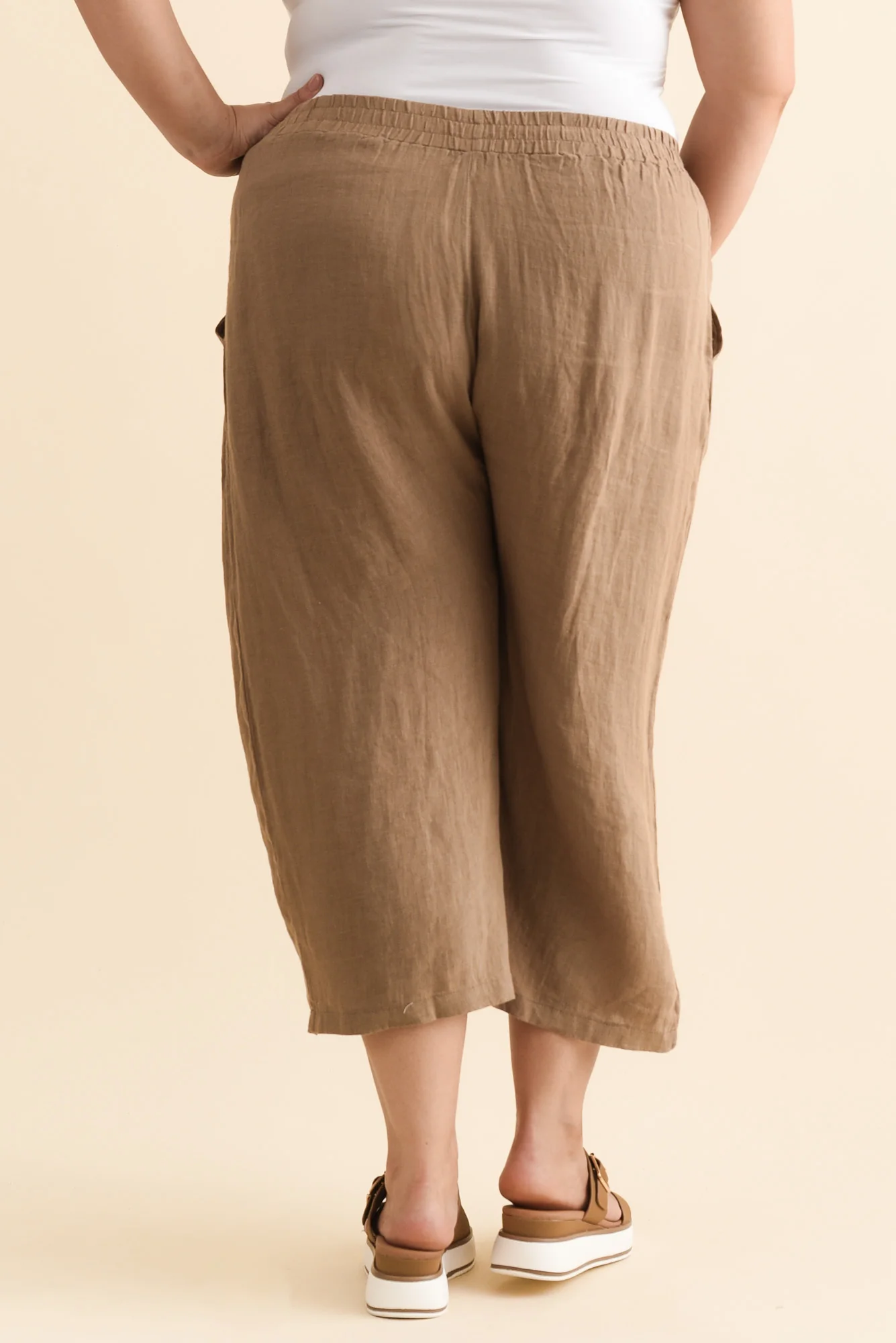 Olga Mocha Linen Wide Leg Pants - Image 9