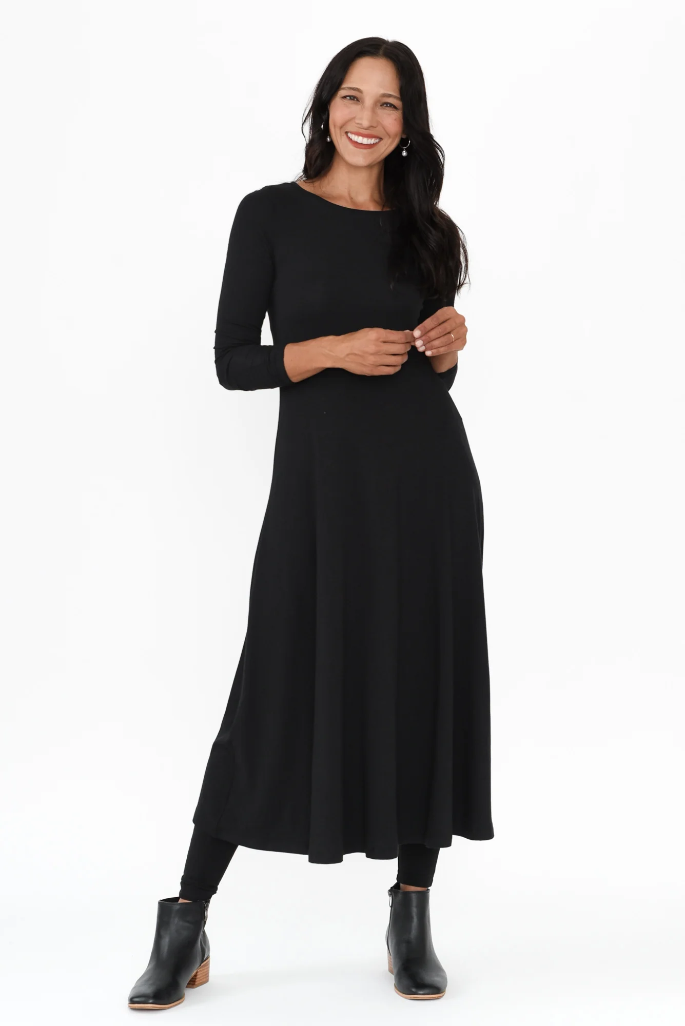 Olivia Black Bamboo Sleeved Dress - Image 7
