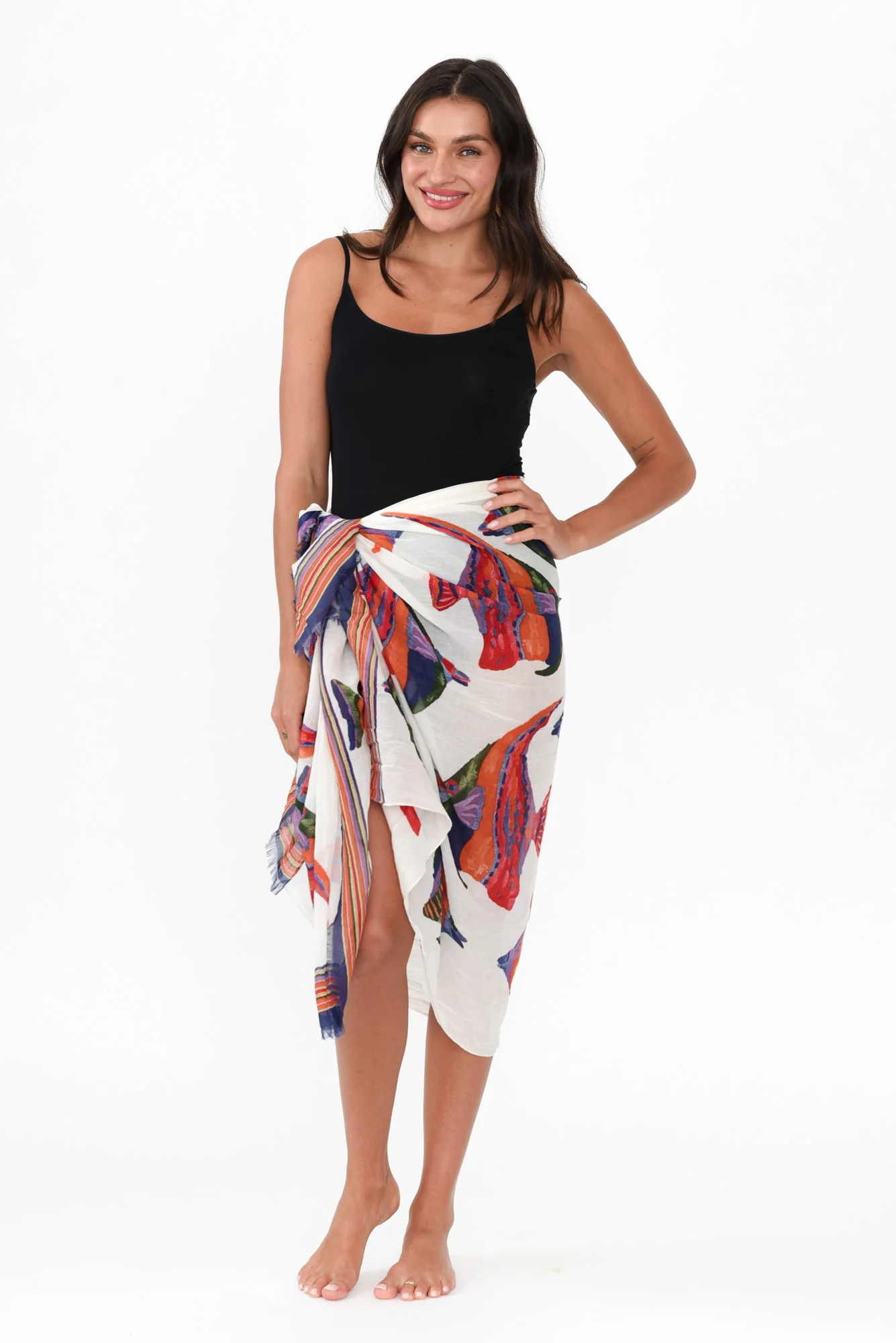 Omano White Sea Fringed Sarong - Image 5