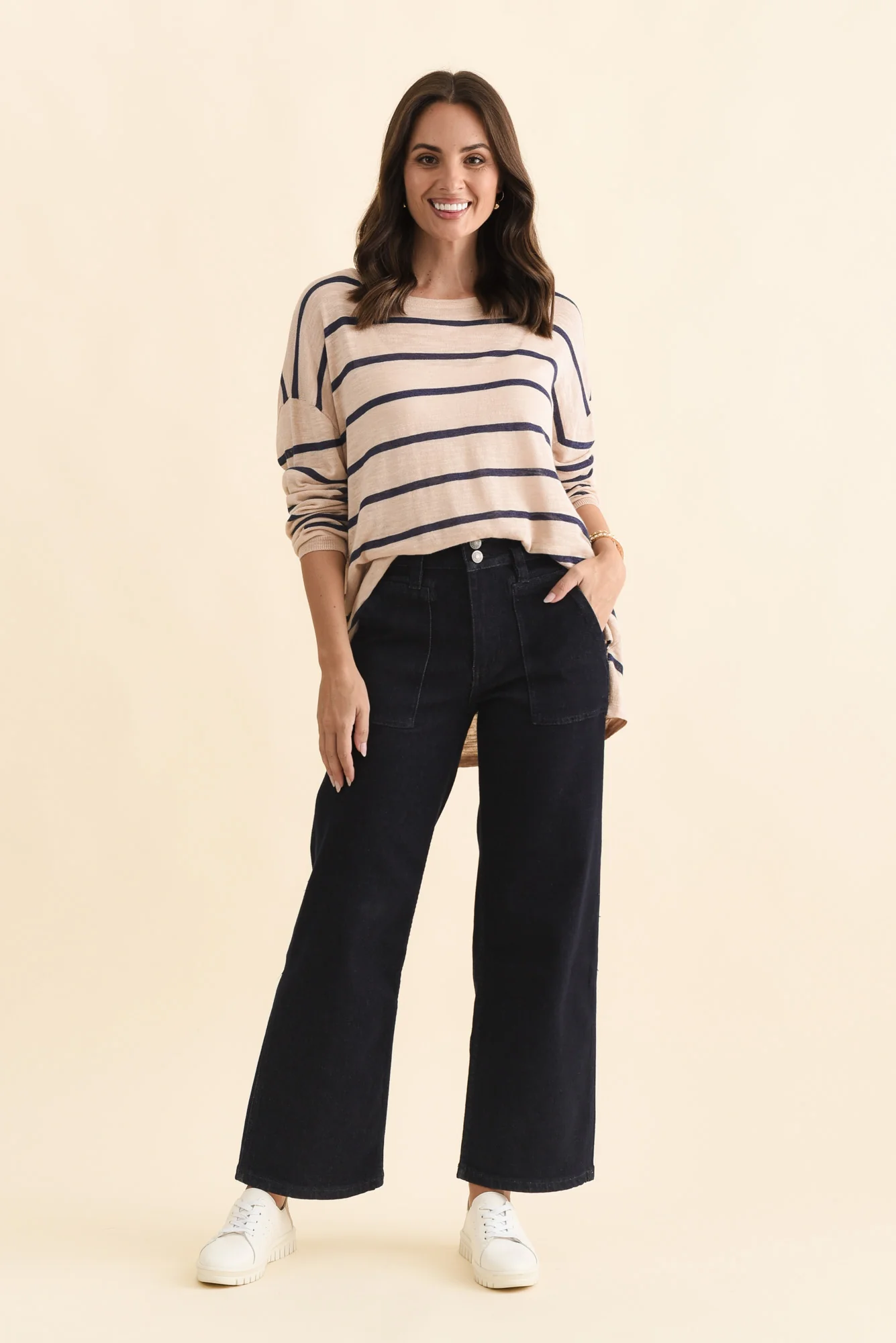 Orwell Dark Blue Wide Leg Jeans - Image 2
