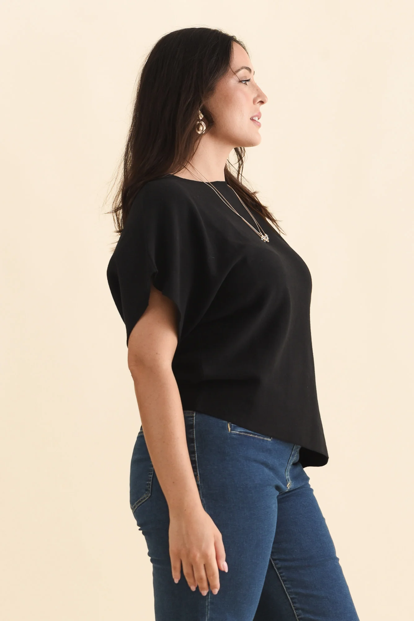 Petra Black Cotton Blend Knit Top - Image 9