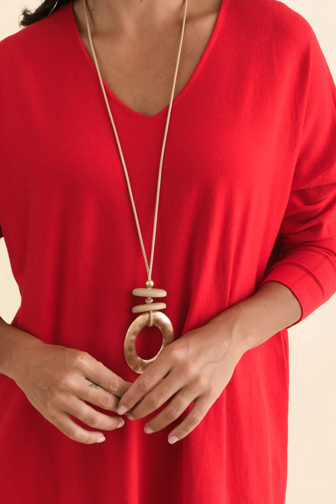 Piper Red V Neck Knit Jumper - Image 6