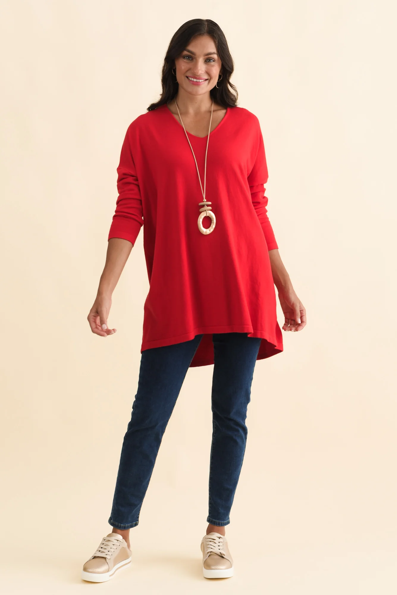 Piper Red V Neck Knit Jumper - Image 7