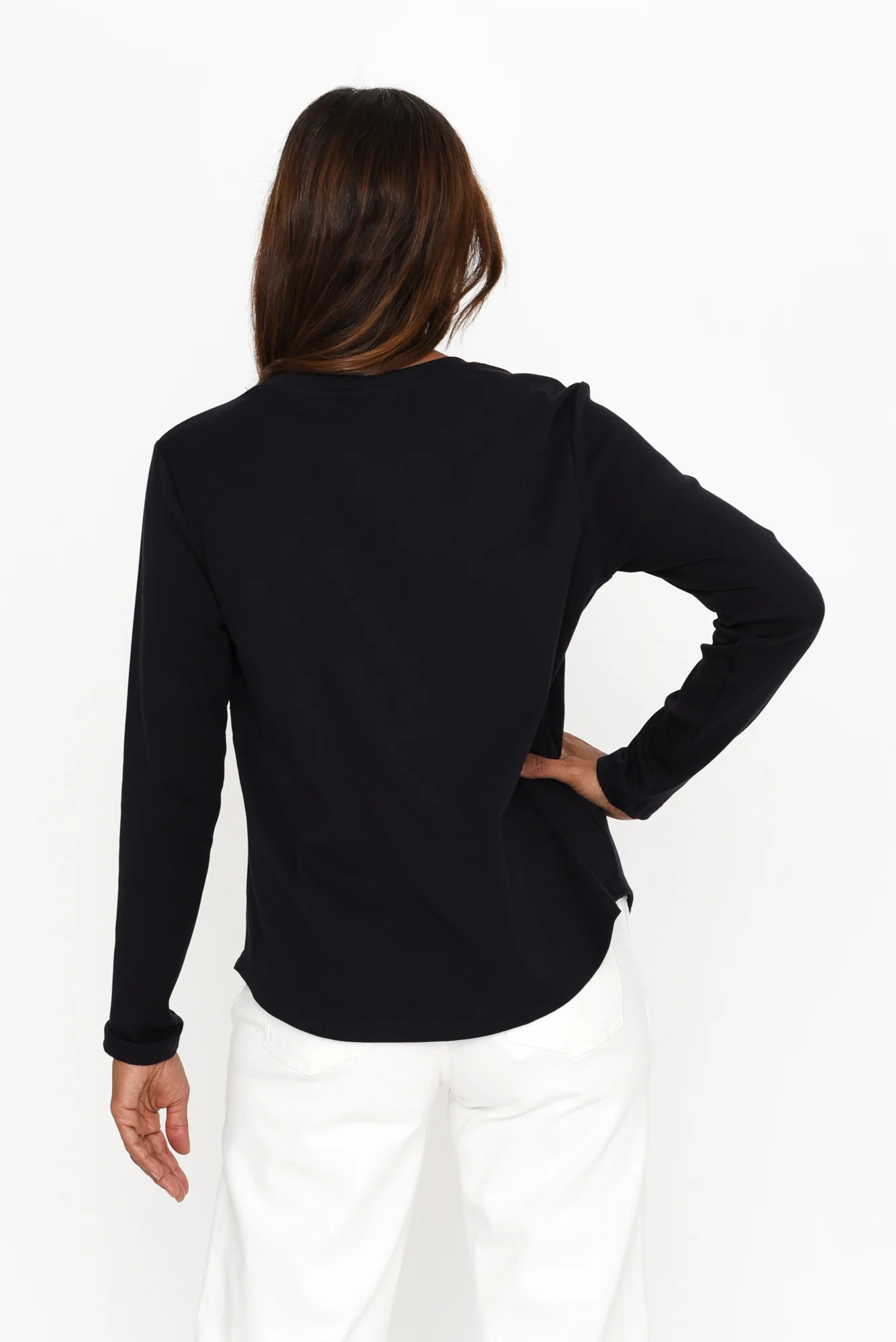 Porter Navy Cotton Long Sleeve Top - Image 4
