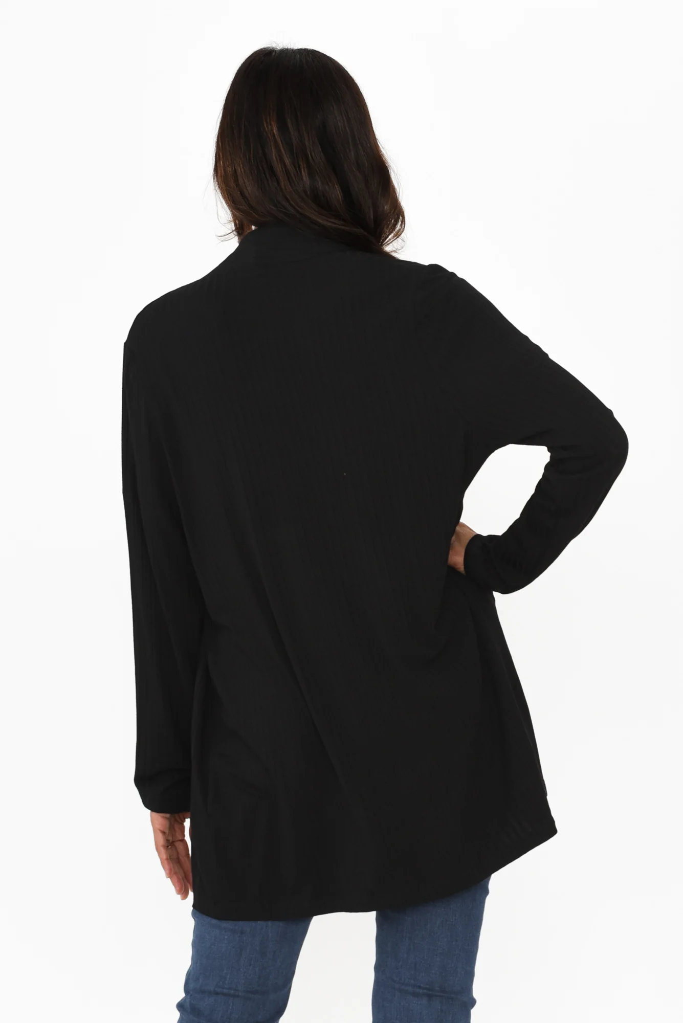 Portland Black Ribbed Cardigan - Image 4