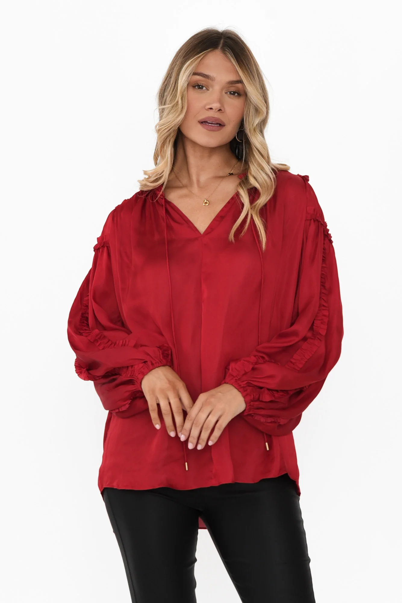 Ritz Cherry V Neck Blouse - Image 2