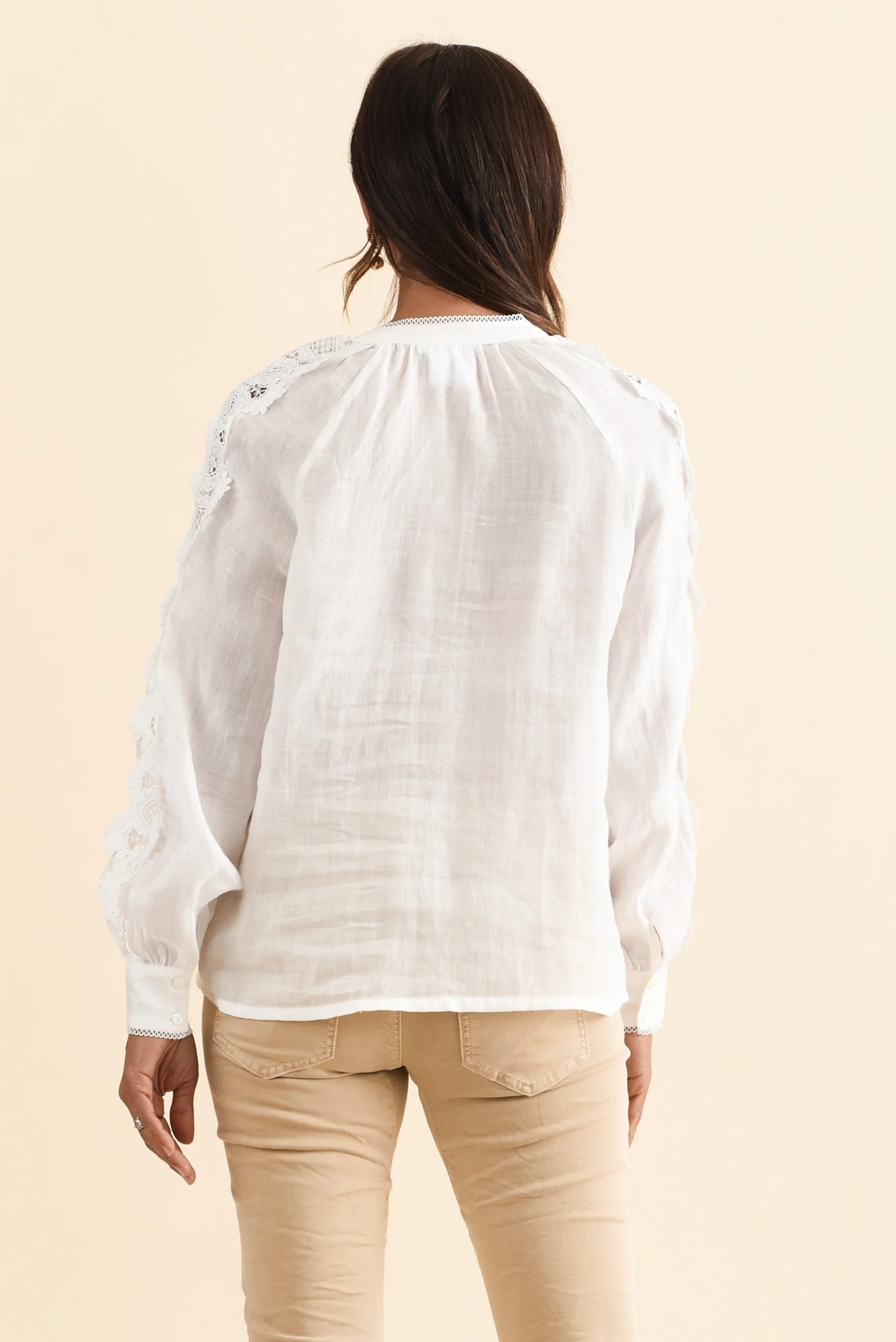 Romance White Lace Trim Blouse - Image 4