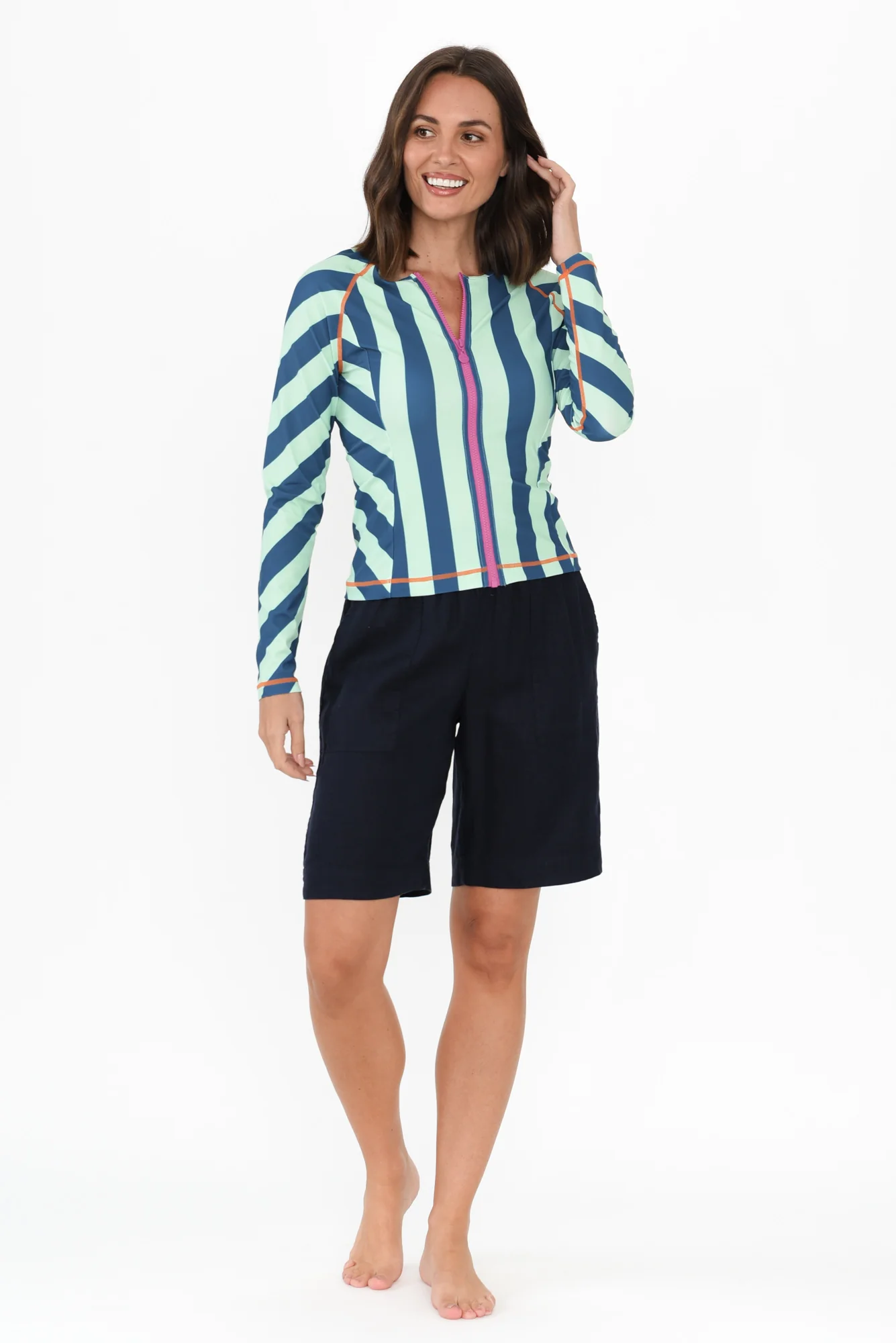 Rosa Blue Stripe Zip Rash Vest - Image 6