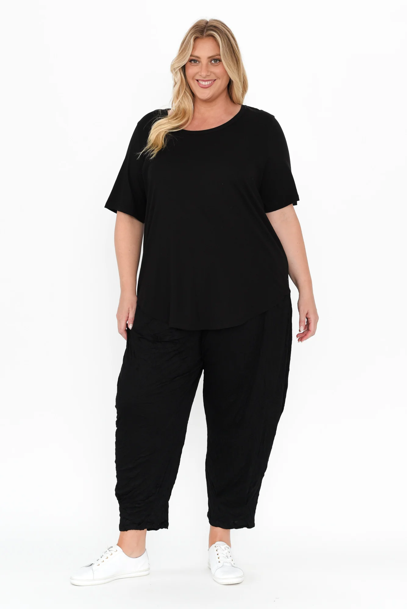 Rylee Black Crinkle Cotton Pants - Image 12