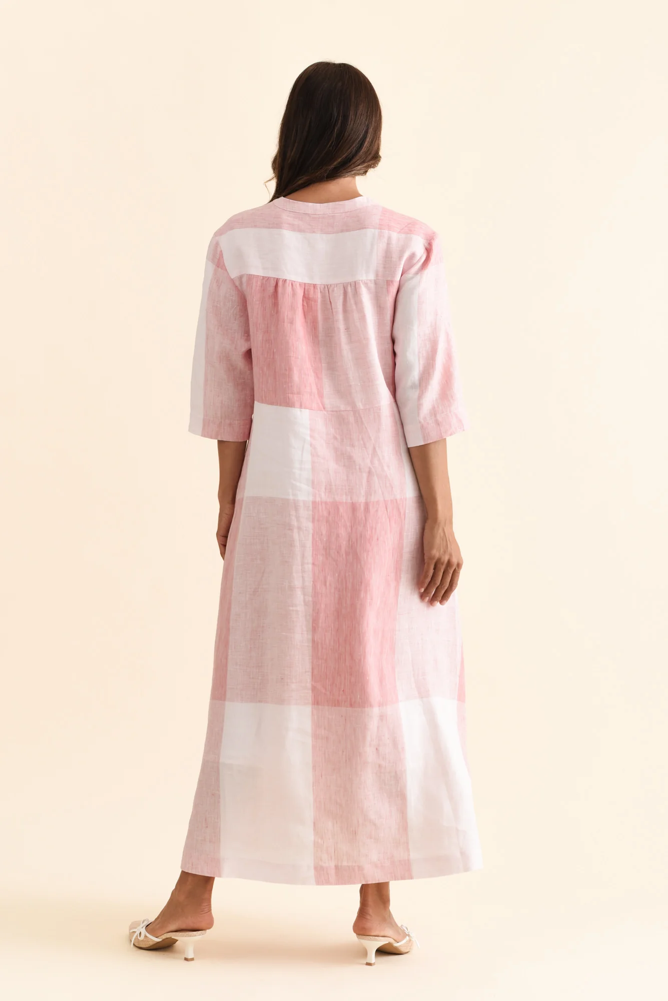 Safria Pink Check Linen Dress - Image 4