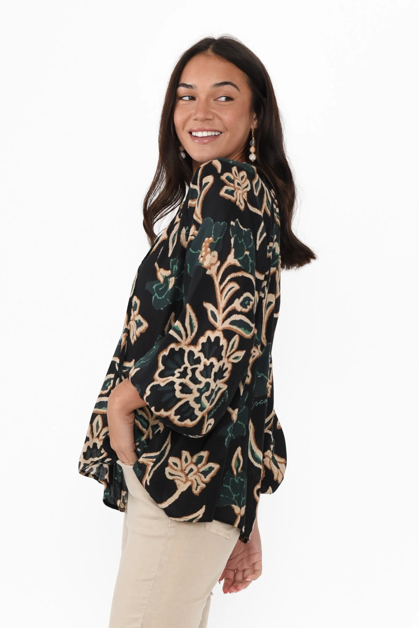 Sanya Navy Floral Tie Top - Image 3